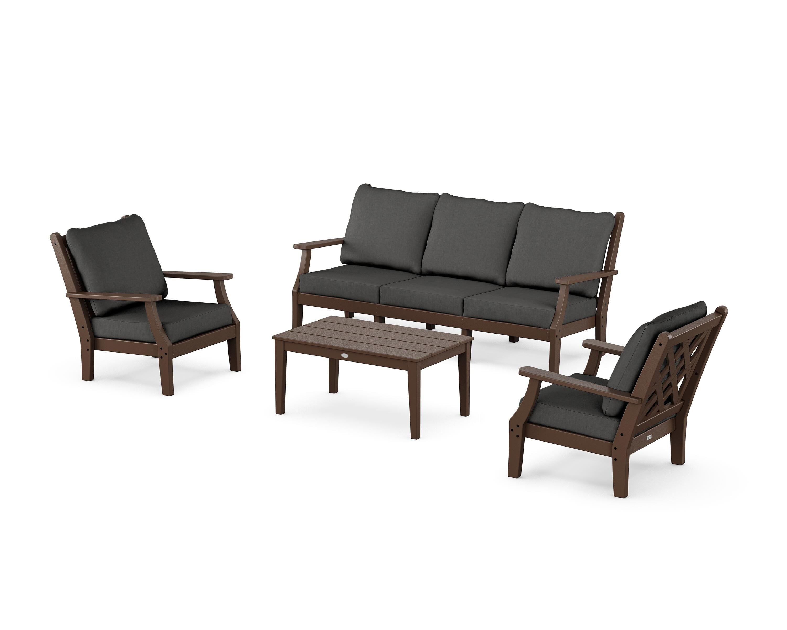 Country Living Wovendale 4-Piece Deep Seating Set with Sofa in Mahogany / Spectrum Carbon