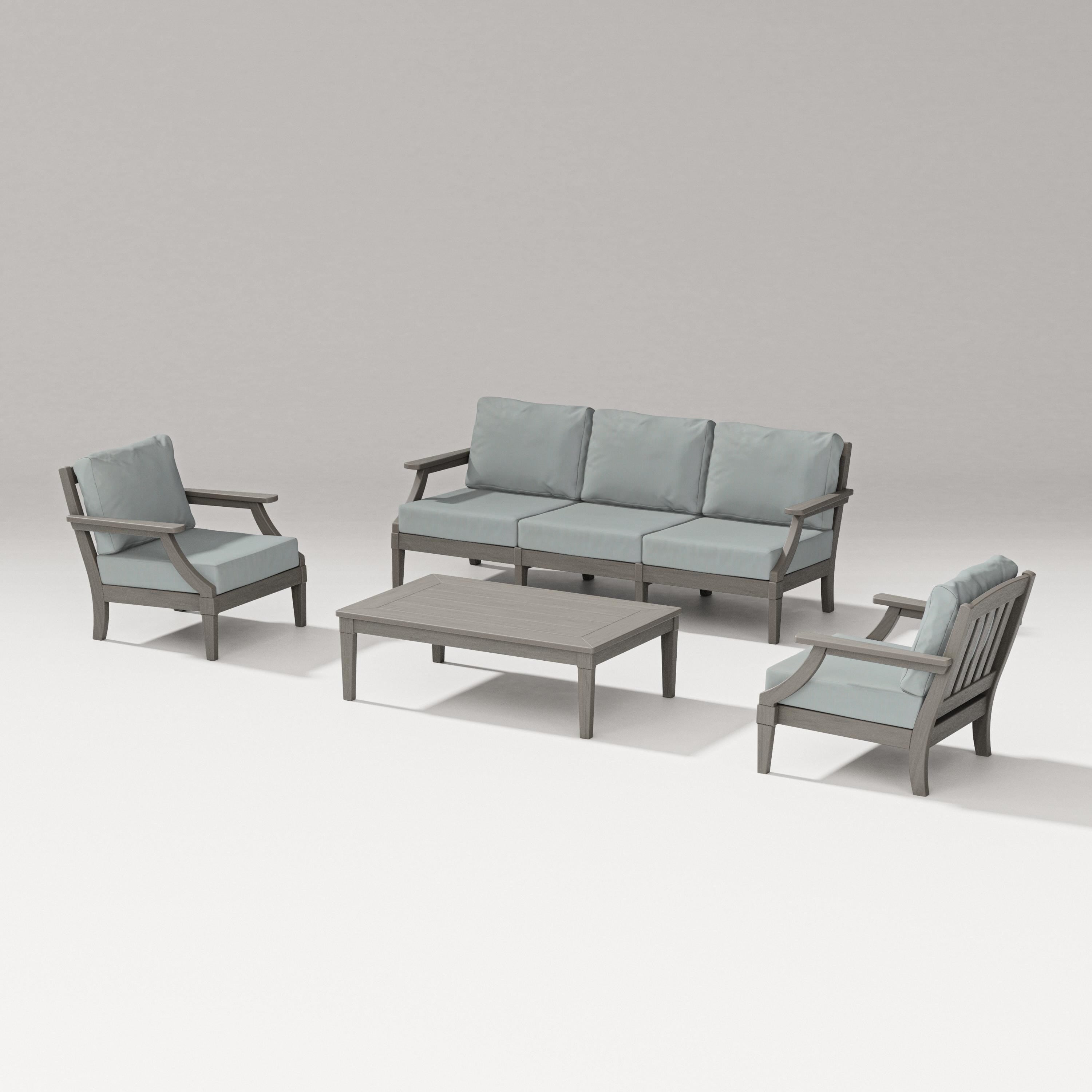 PW Designer Series Estate 4-Piece Lounge Sofa Set in Driftwood / Spa