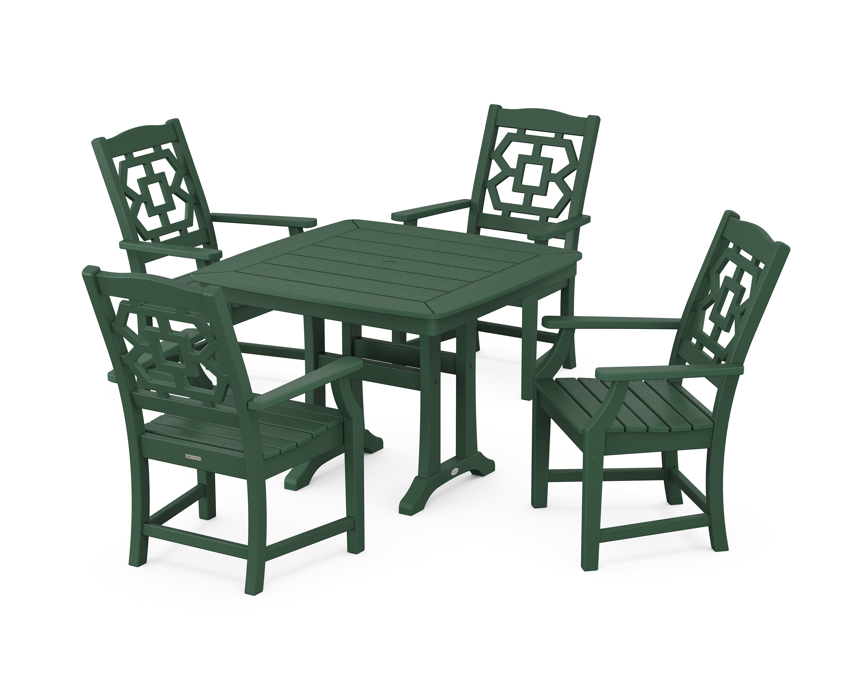 Martha Stewart by POLYWOOD® Chinoiserie 5-Piece Dining Set with Trestle Legs in Green