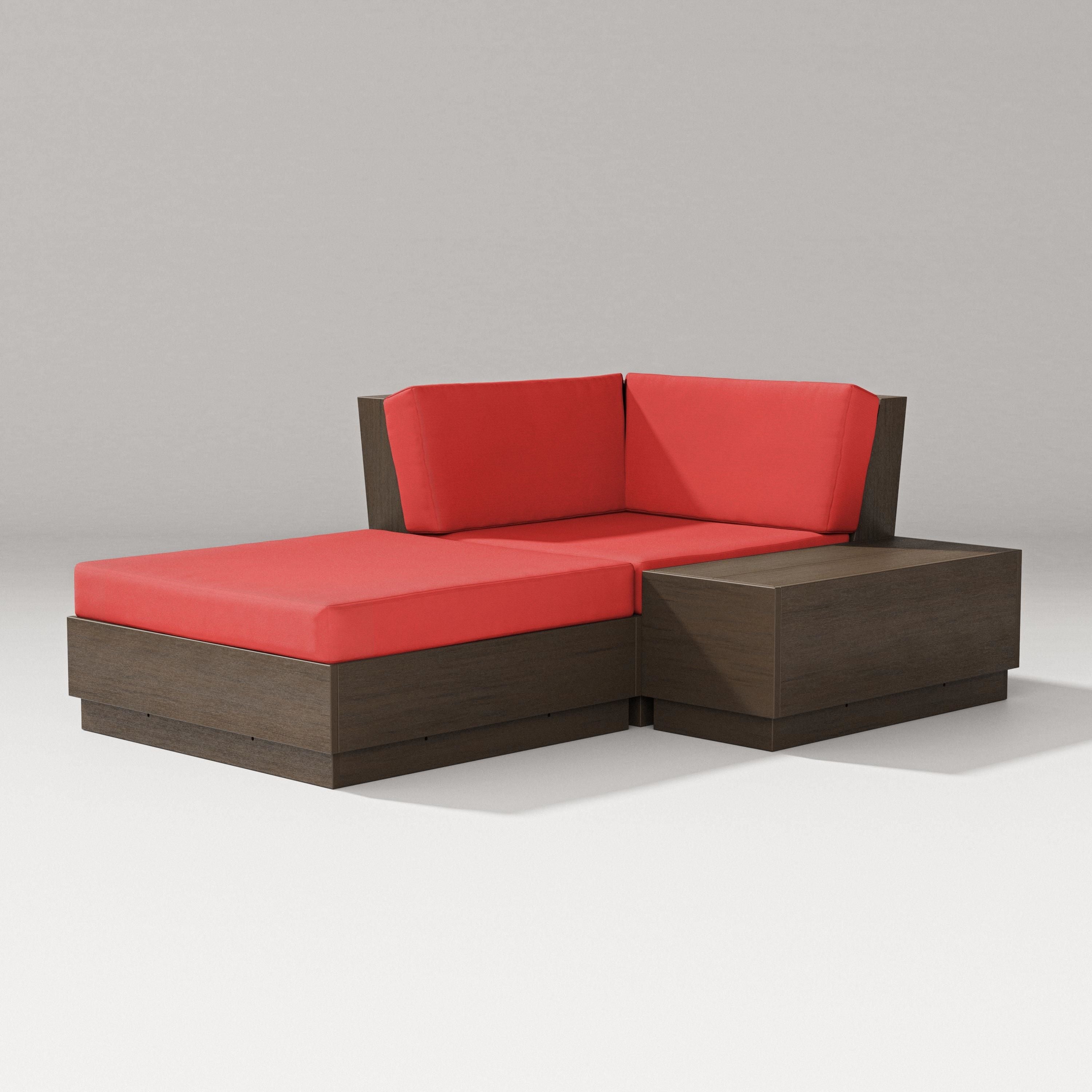 PW Designer Series Elevate Corner Chaise in Kona / Crimson Linen