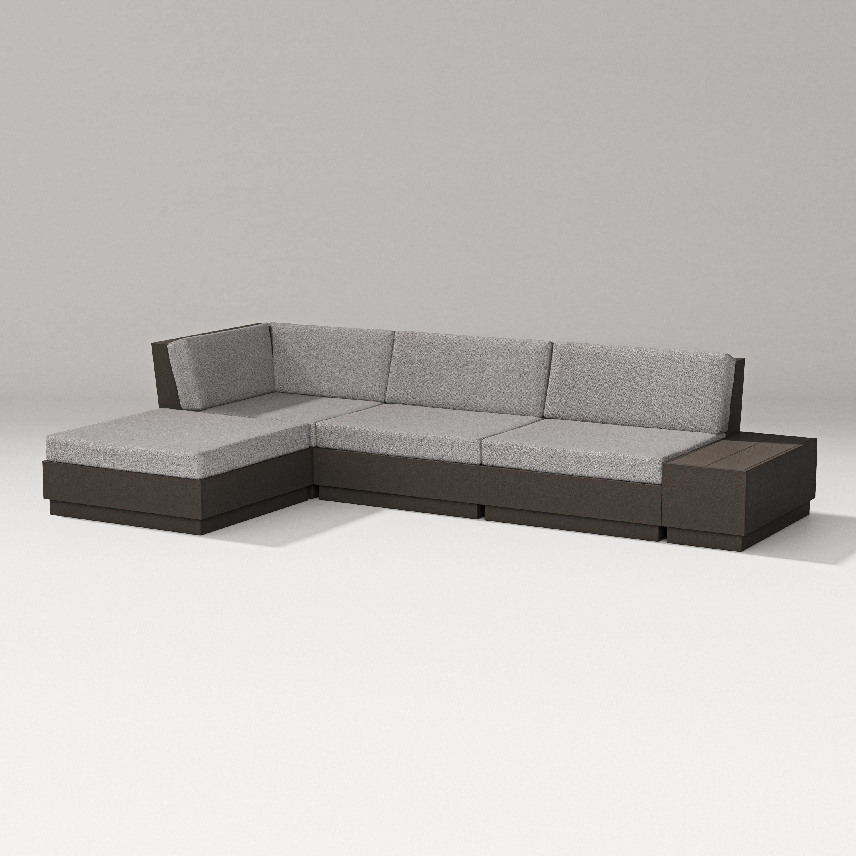 PW Designer Series Elevate Chaise Sectional in Vintage Coffee / Grey Mist