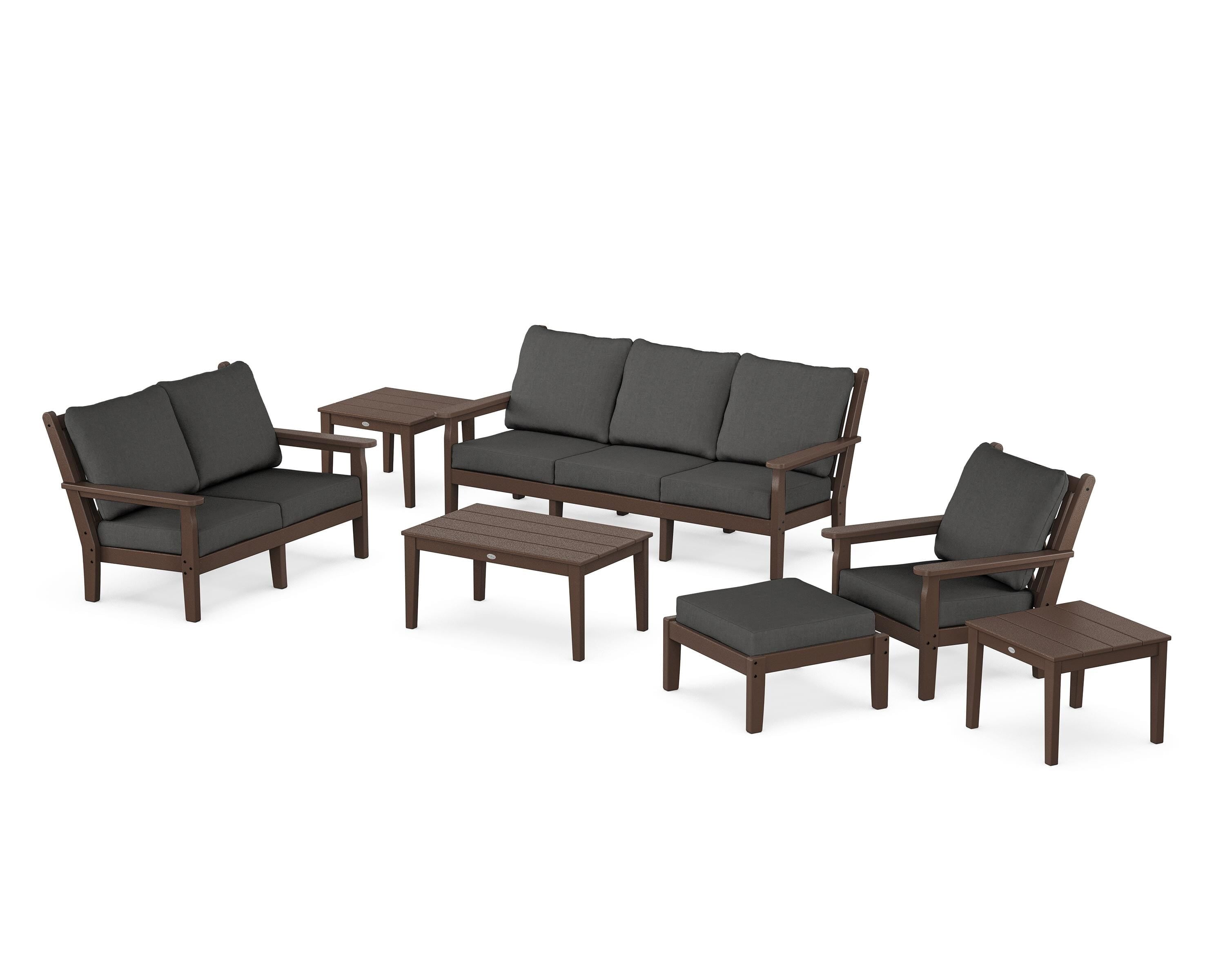POLYWOOD Chippendale 7-Piece Deep Seating Set in Mahogany / Spectrum Carbon