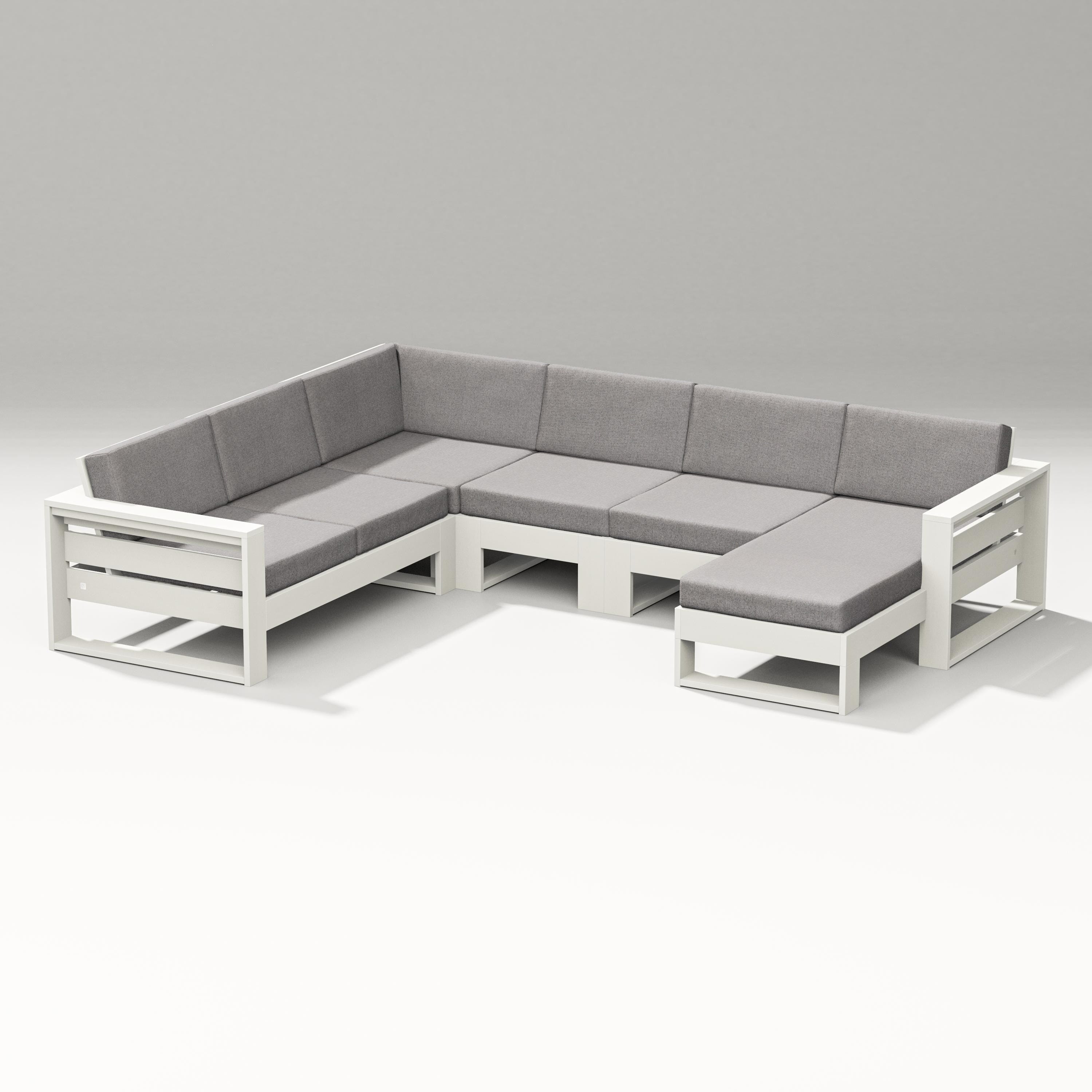 PW Designer Series Latitude Corner Sectional with Right Chaise in Vintage White / Grey Mist