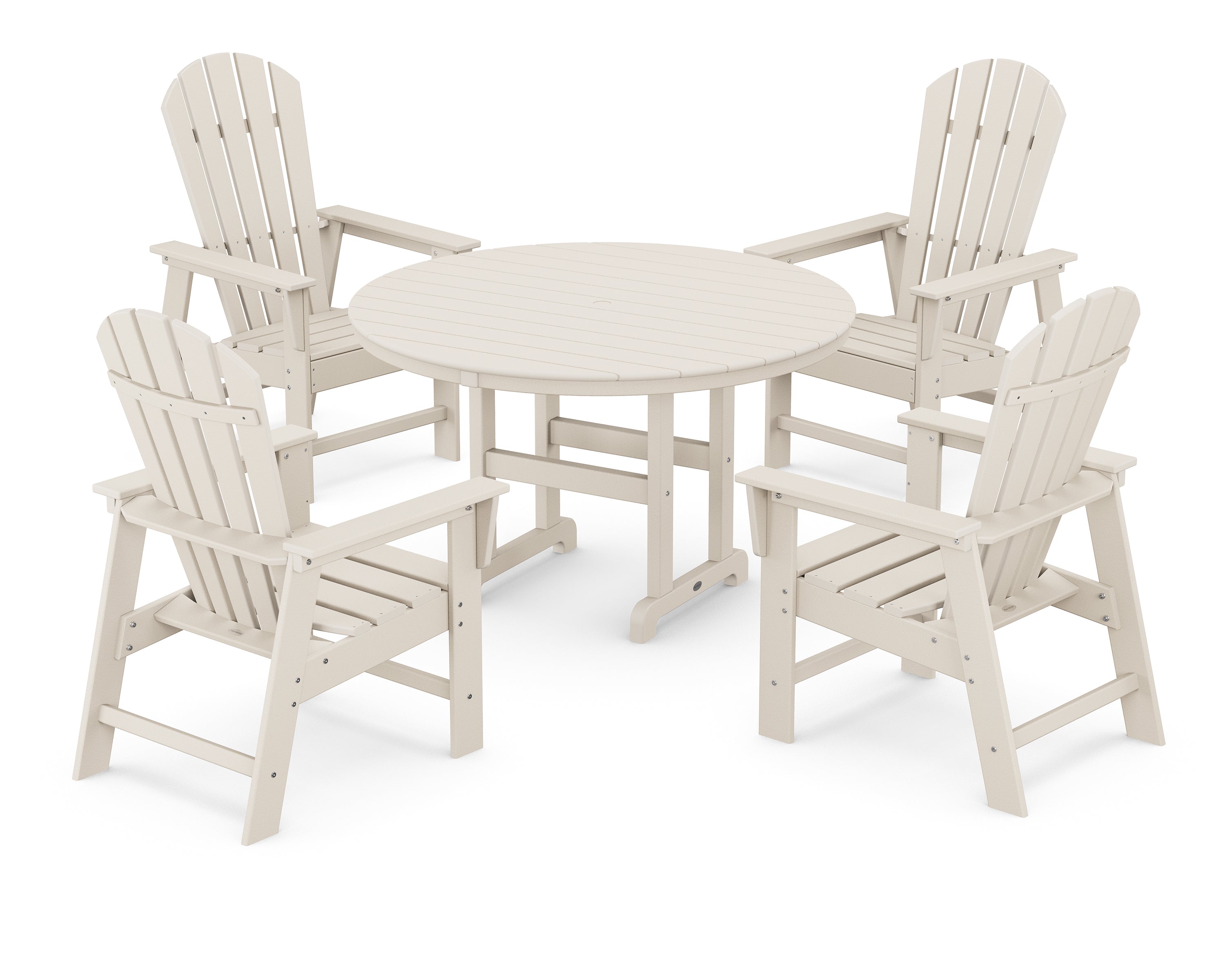 POLYWOOD® South Beach 5-Piece Round Farmhouse Dining Set in Sand