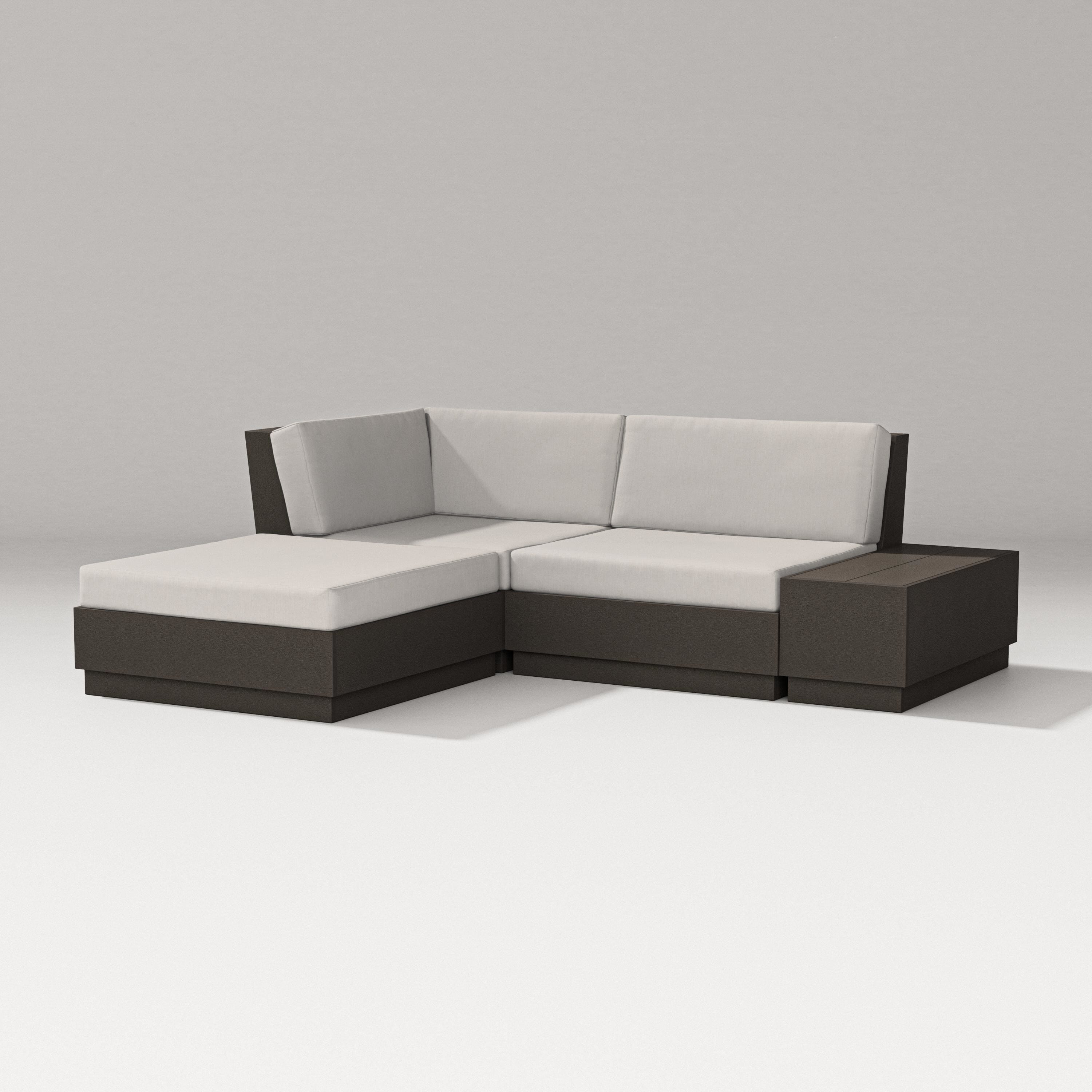 PW Designer Series Elevate Loveseat Sectional with Chaise in Vintage Coffee / Cast Ash