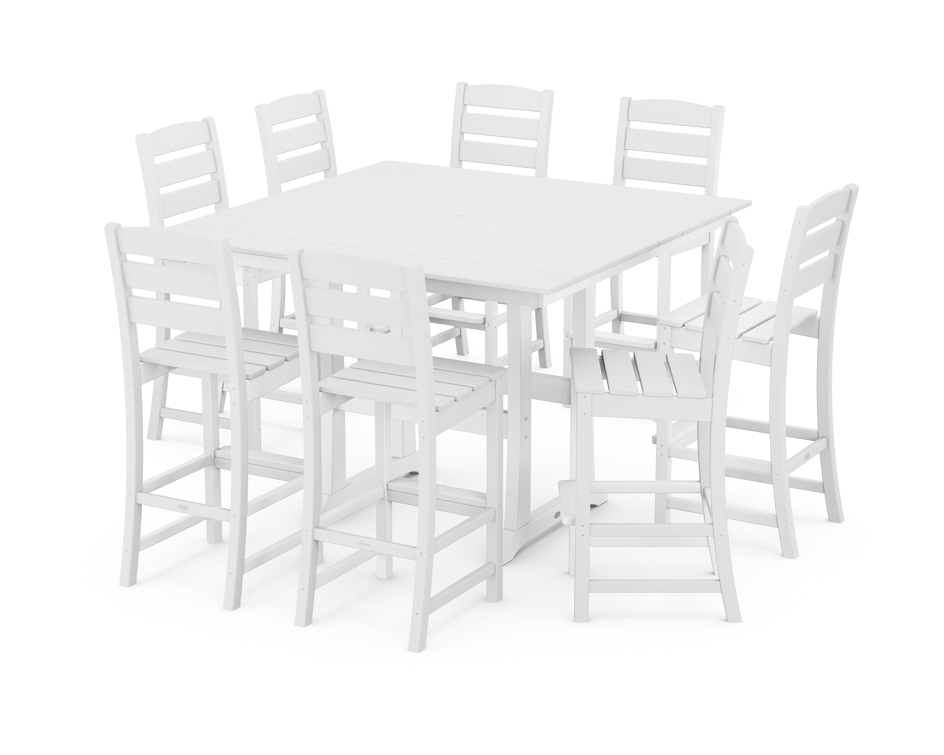 POLYWOOD® Lakeside 9-Piece Bar Side Chair Set in White