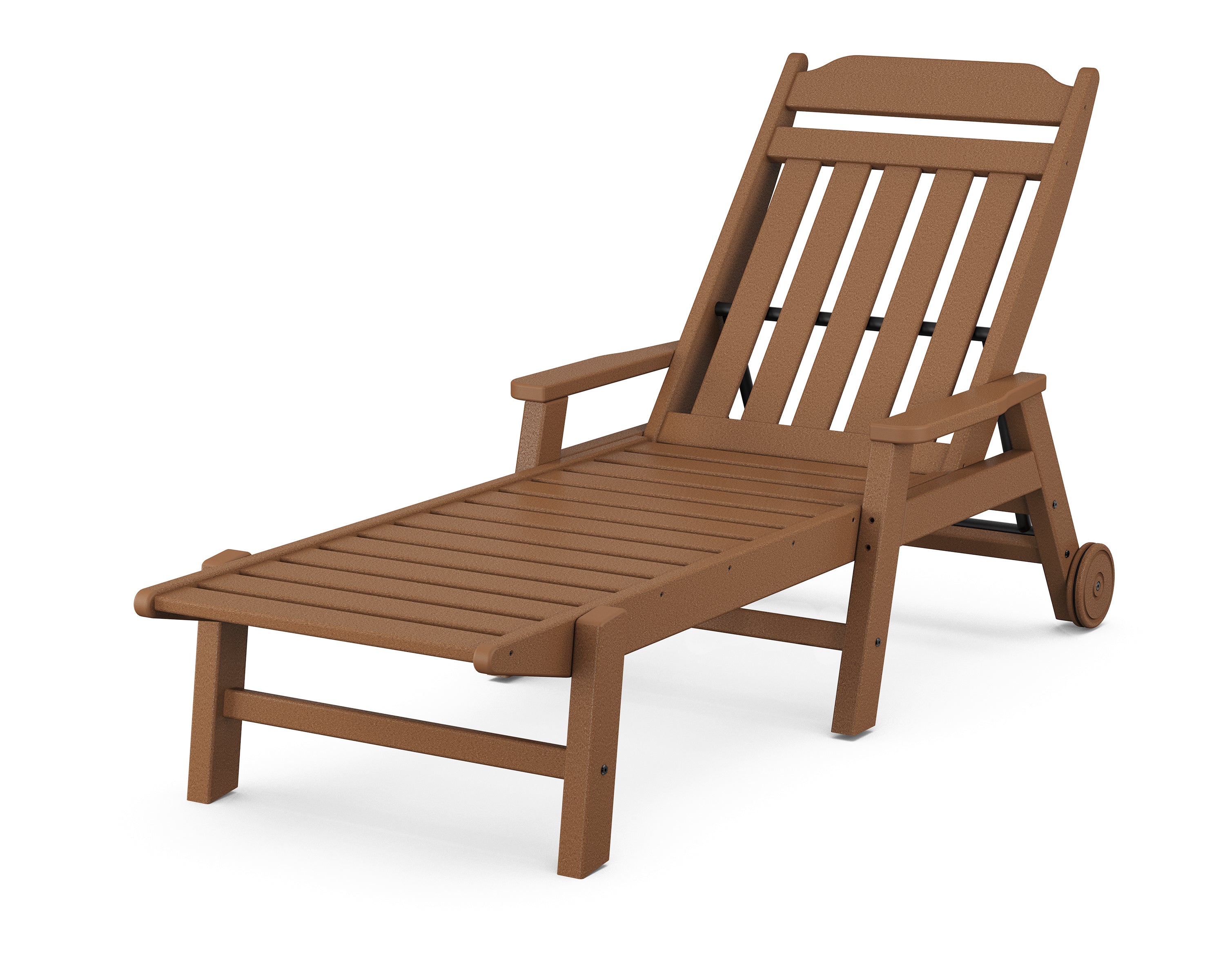 POLYWOOD Country Living Chaise with Arms and Wheels in Teak