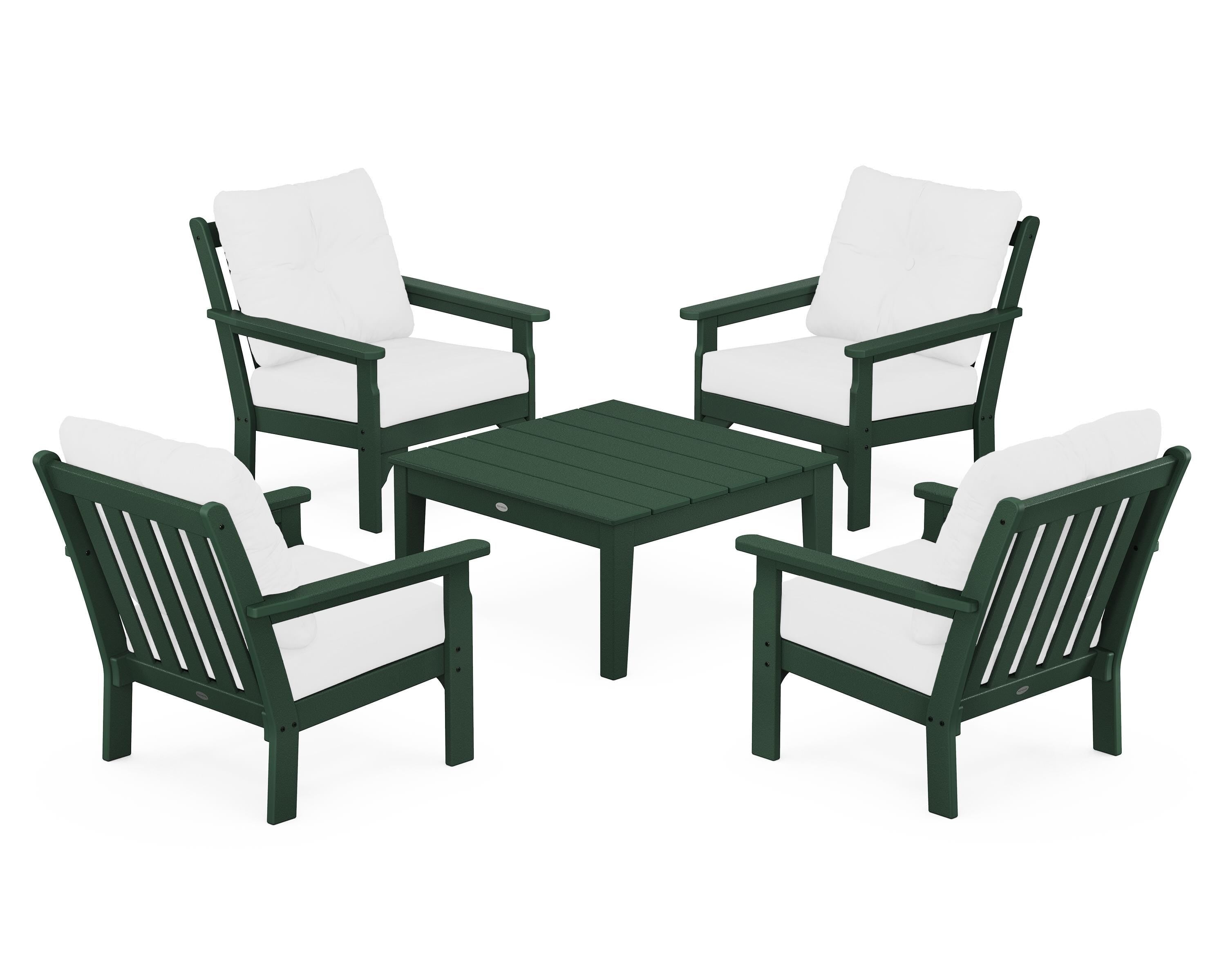 POLYWOOD Vineyard 5-Piece Deep Seating Conversation Set in Green / Natural