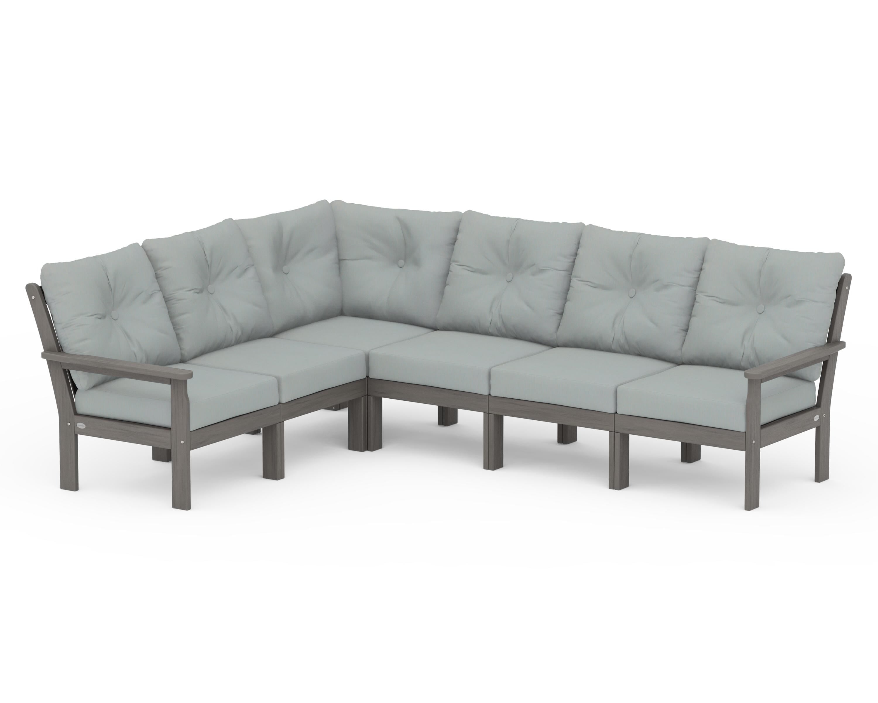 POLYWOOD Vineyard 6-Piece Sectional in Driftwood / Spa