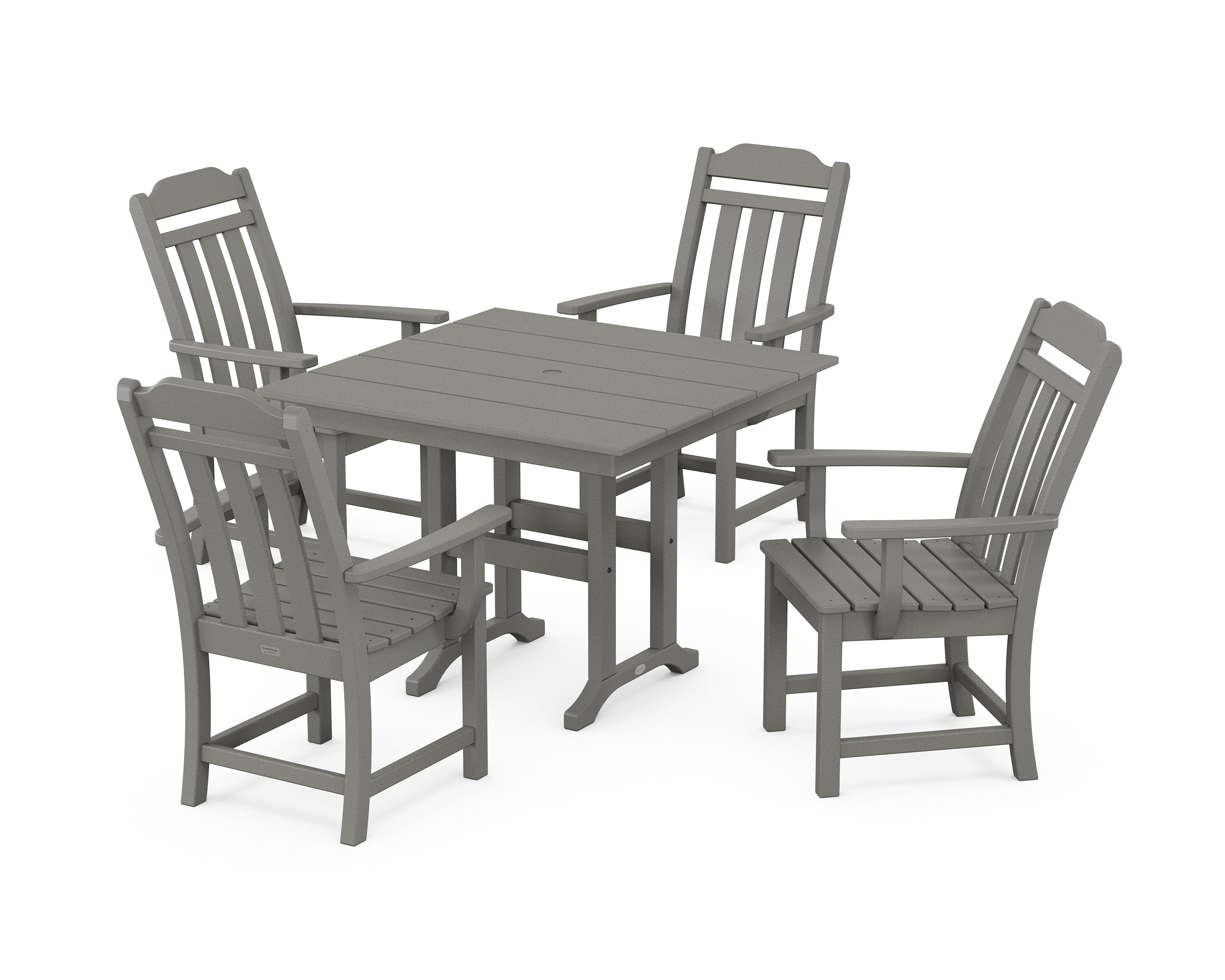 Polywood Country Living 5-Piece Farmhouse Dining Set in Slate Grey