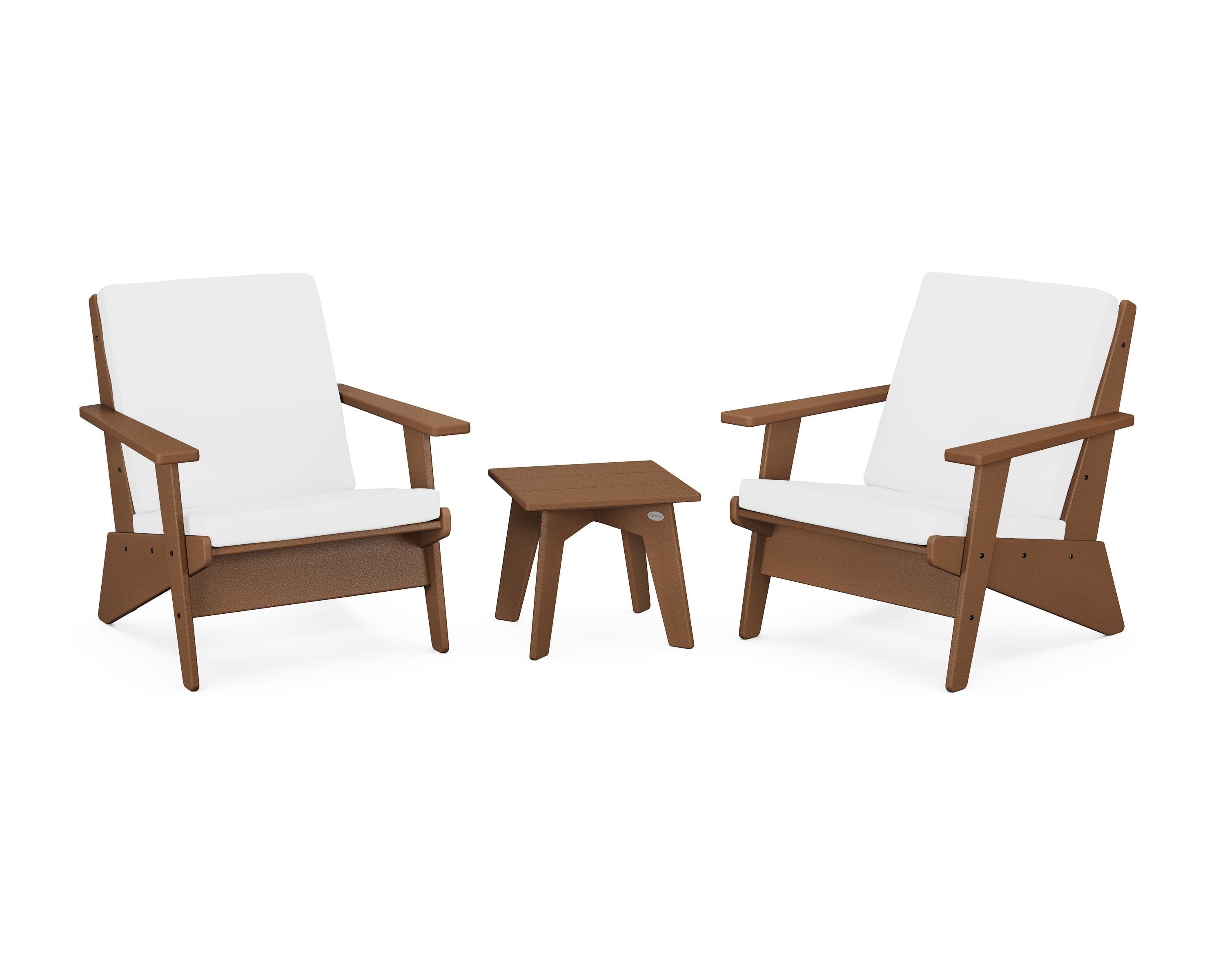 POLYWOOD Riviera Modern Lounge 3-Piece Set in Teak / Natural