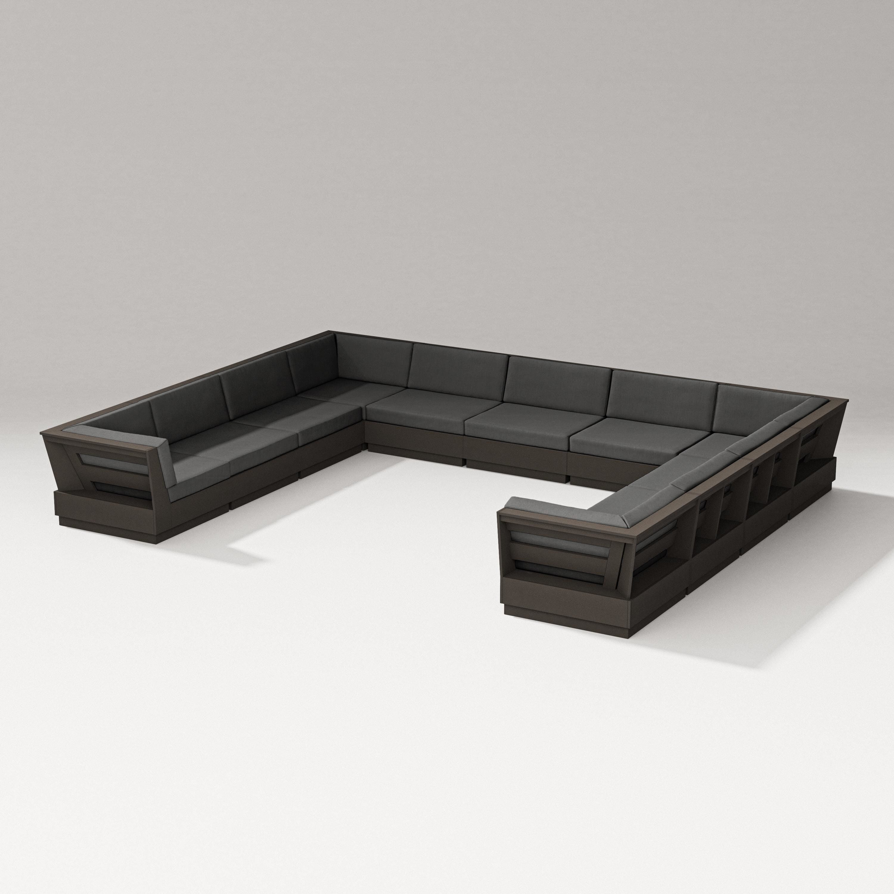 PW Designer Series Elevate Large U-Shaped Sectional in Vintage Coffee / Spectrum Carbon
