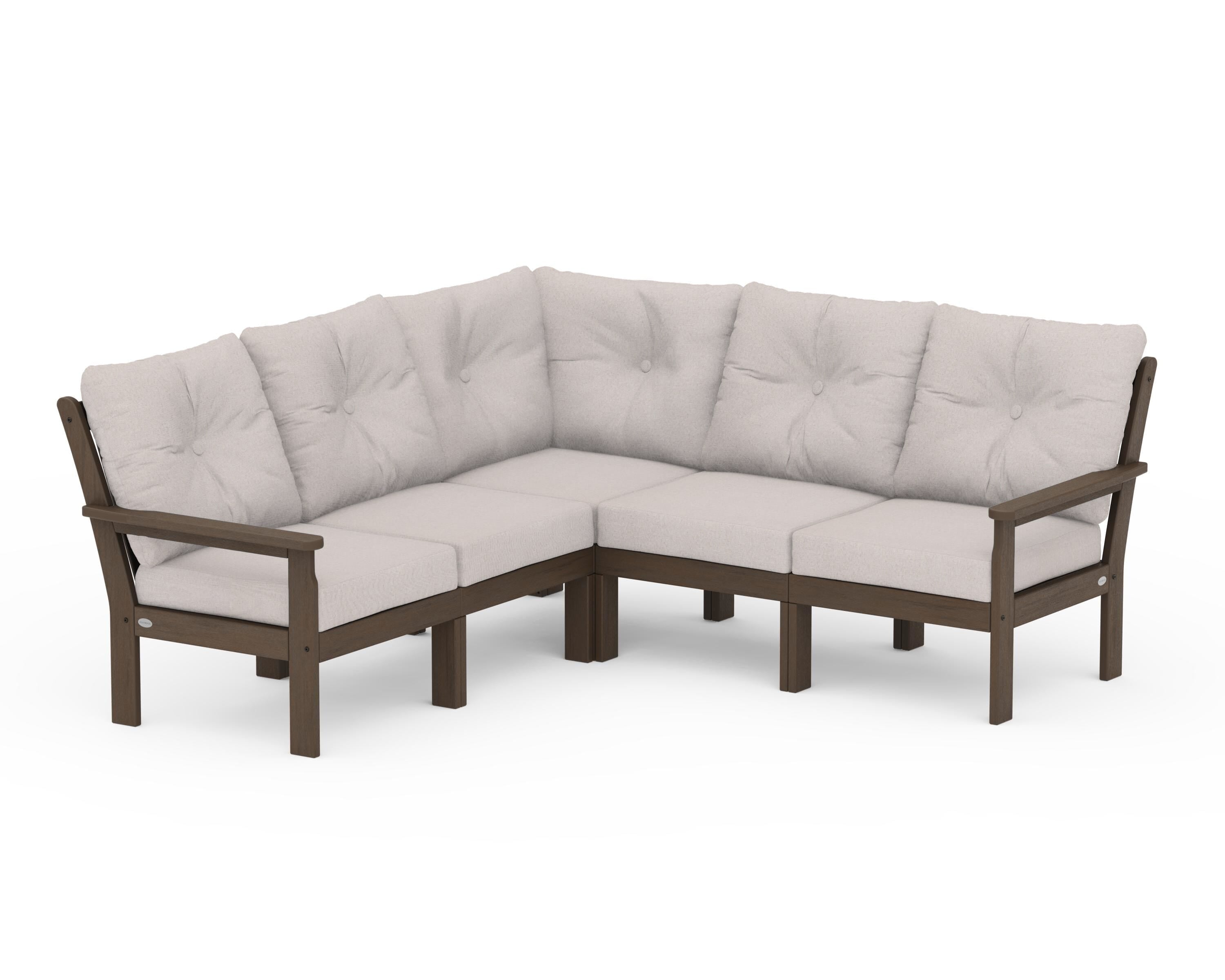 POLYWOOD Vineyard 5-Piece Sectional in Kona / Dune Burlap