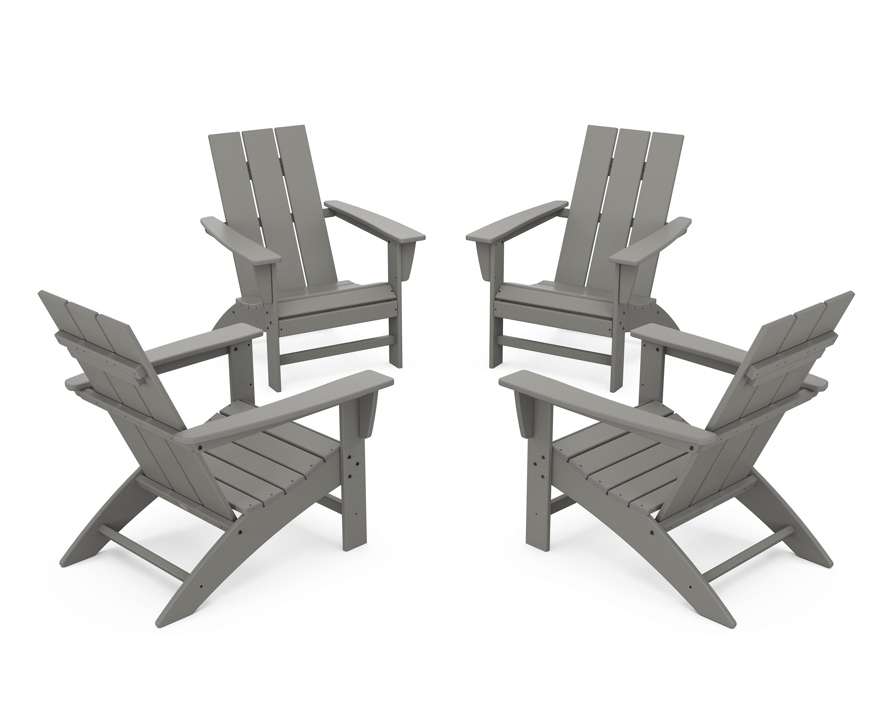 POLYWOOD® 4-Piece Modern Adirondack Chair Conversation Set in Slate Grey