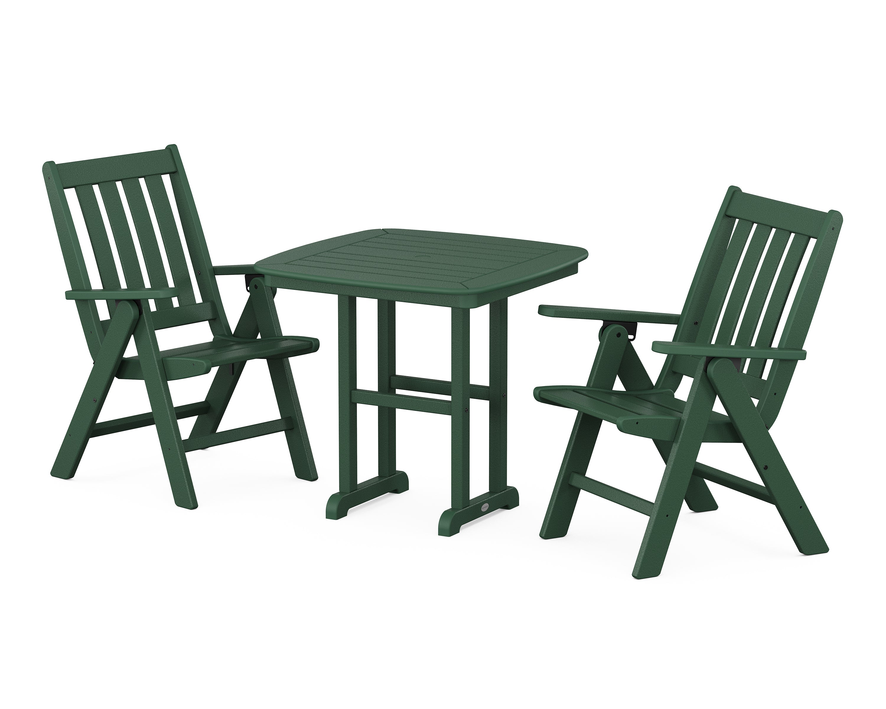 POLYWOOD® Vineyard Folding Chair 3-Piece Dining Set in Green