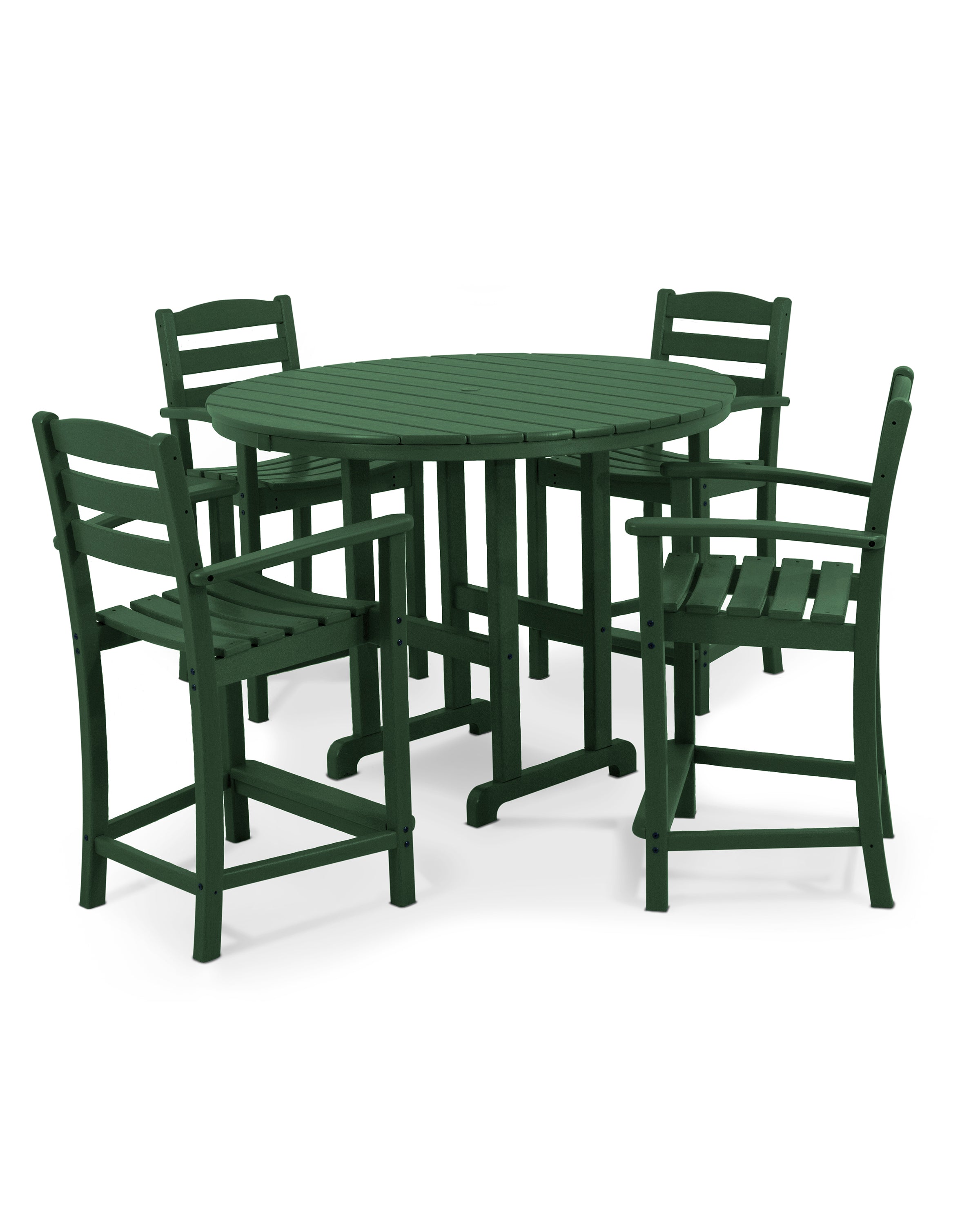 POLYWOOD® La Casa Café 5-Piece Round Farmhouse Counter Set in Green