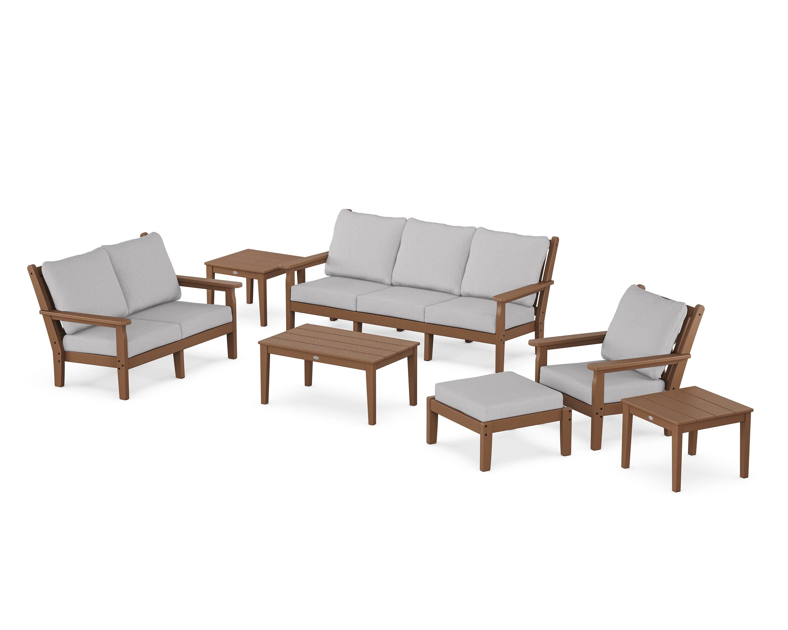 POLYWOOD Chippendale 7-Piece Deep Seating Set in Teak / Granite