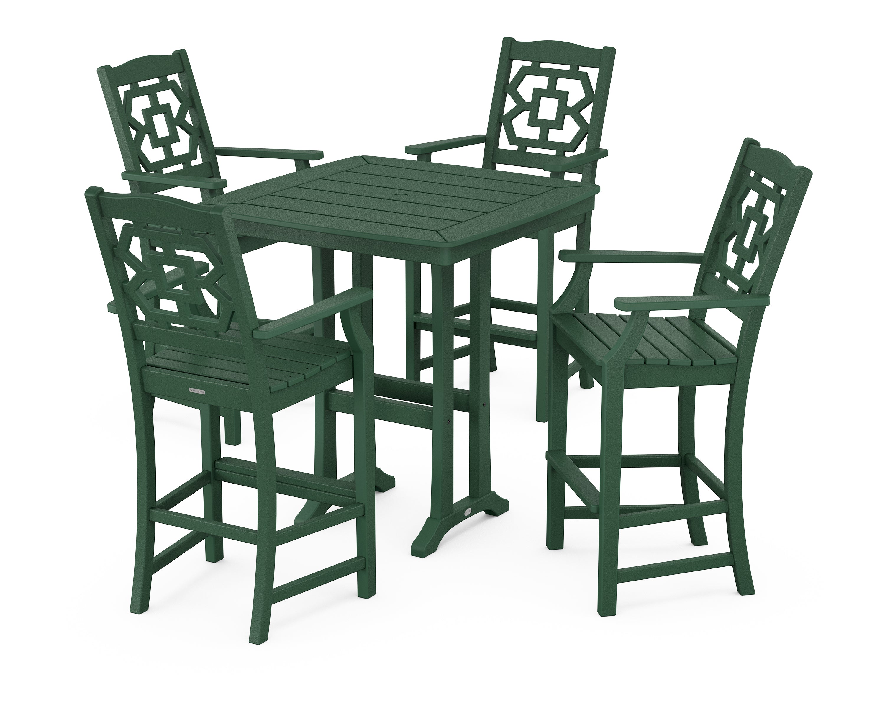 Martha Stewart by POLYWOOD® Chinoiserie 5-Piece Bar Set with Trestle Legs in Green