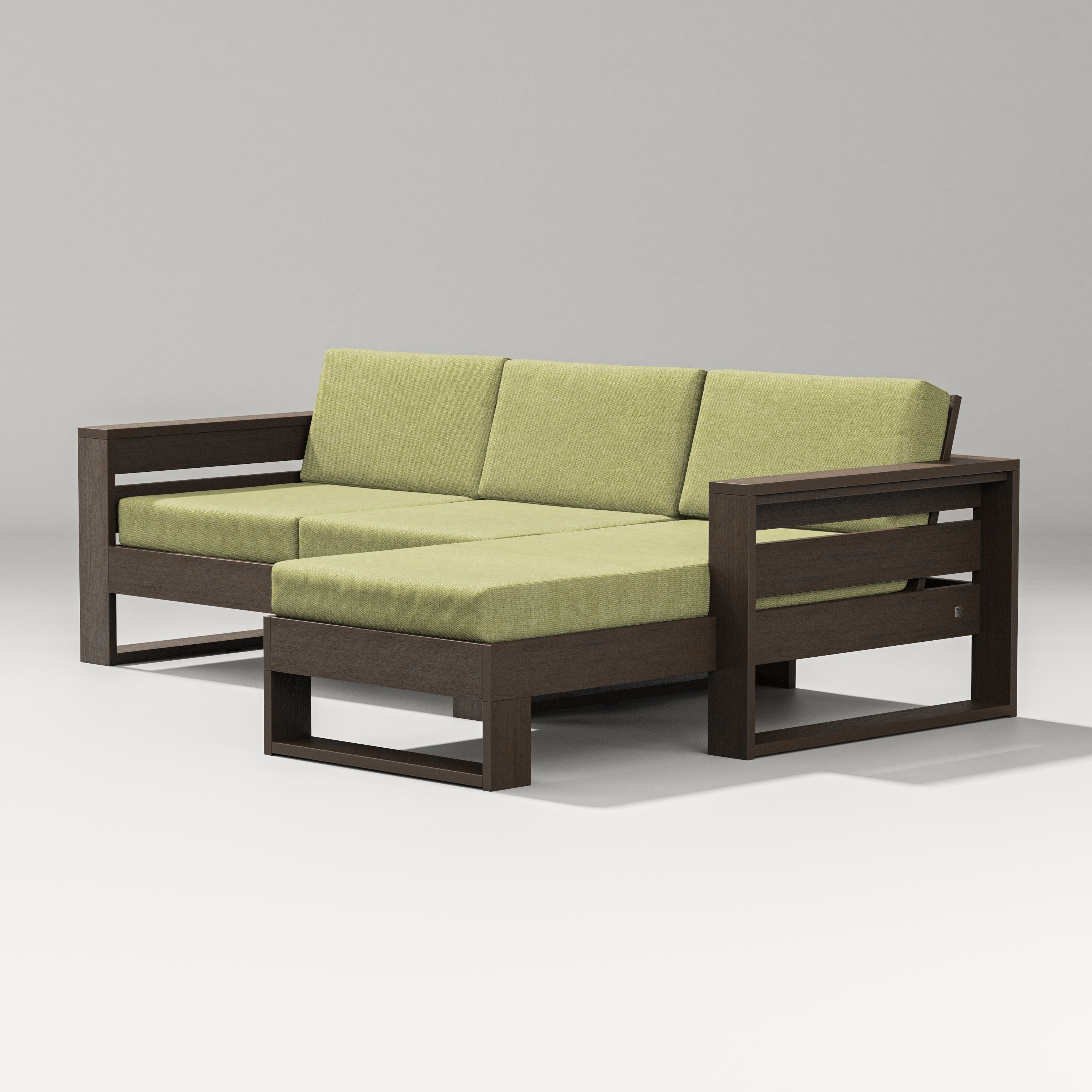 PW Designer Series Latitude Right Chaise Sectional in Kona / Chartreuse Boucle