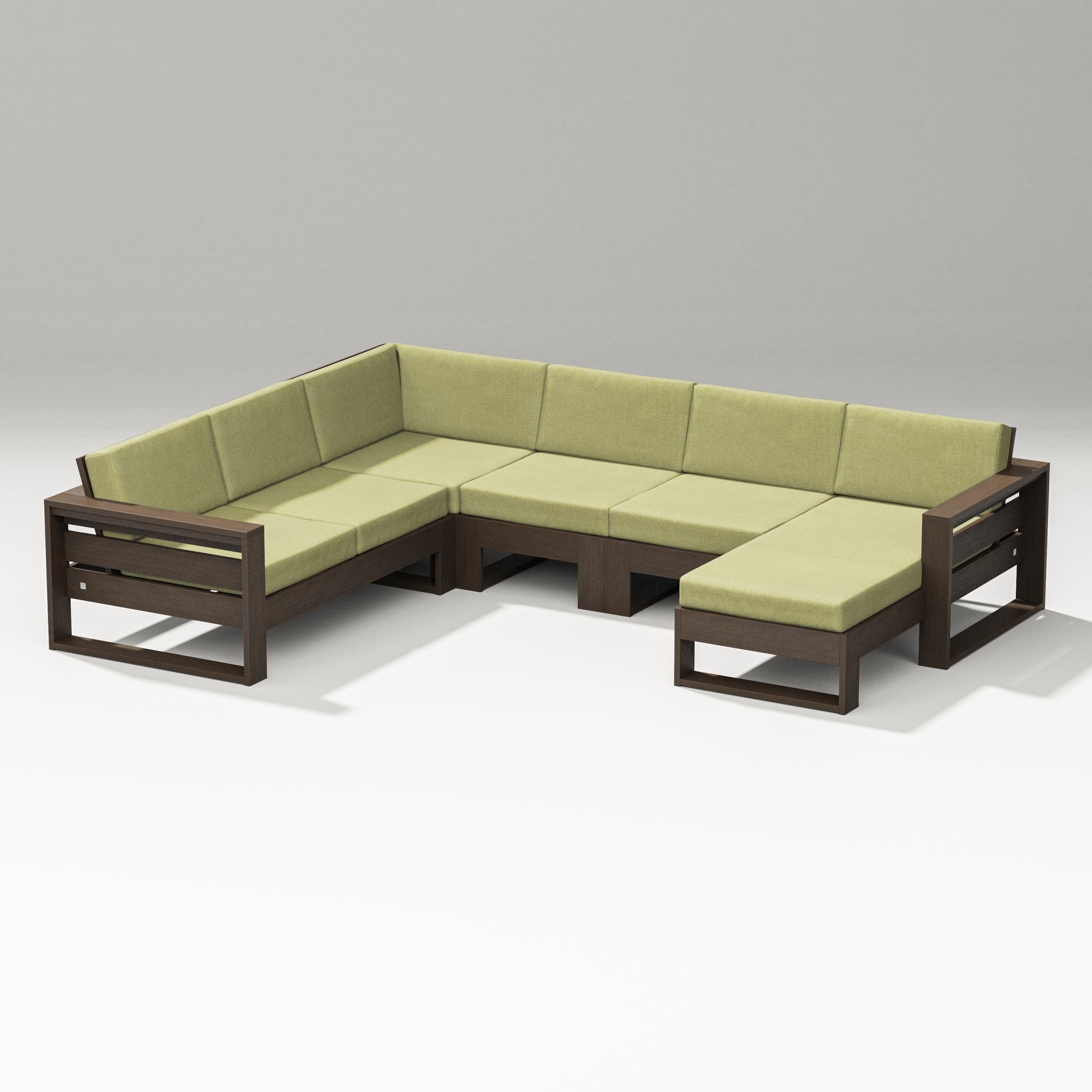 PW Designer Series Latitude Corner Sectional with Right Chaise in Kona / Chartreuse Boucle