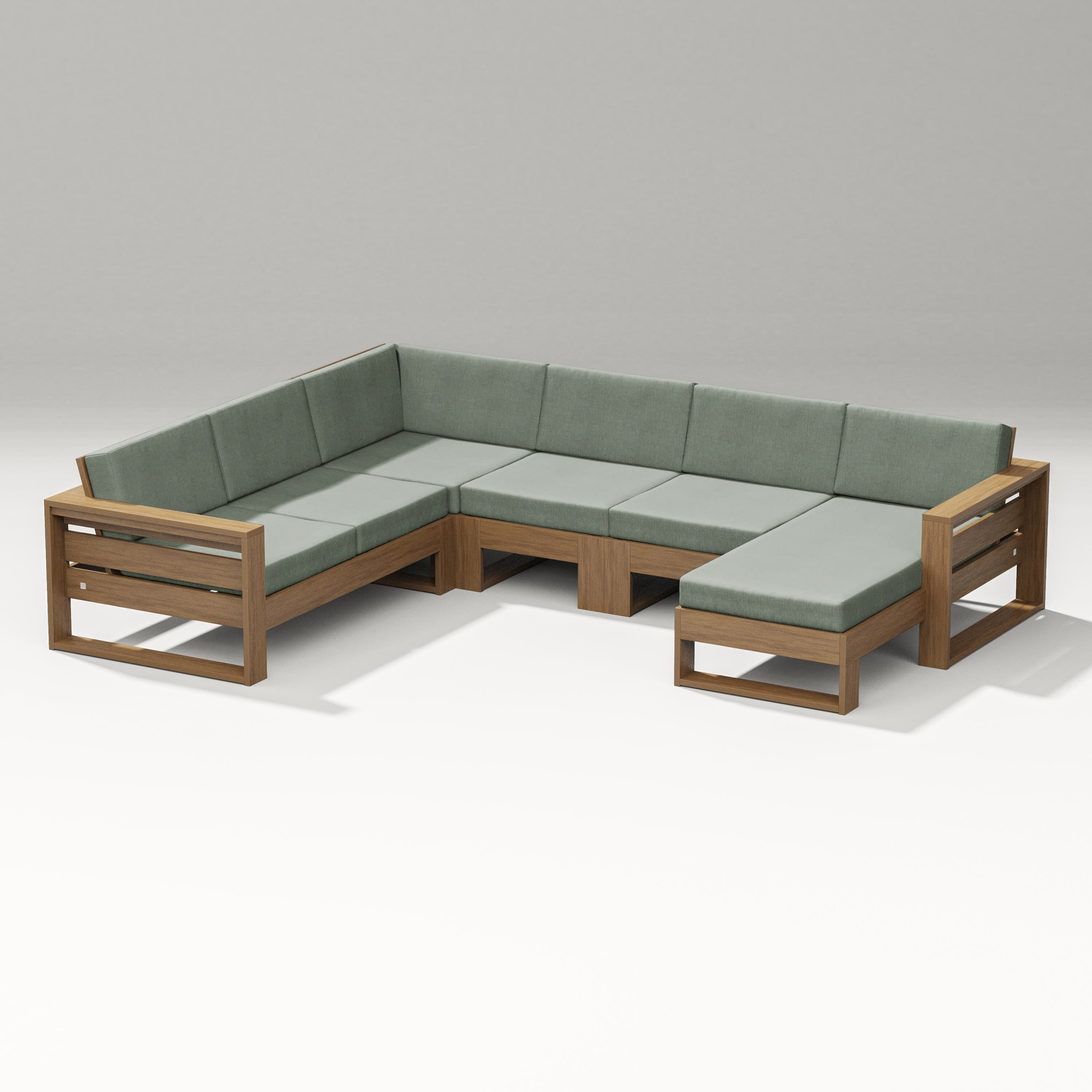 PW Designer Series Latitude Corner Sectional with Right Chaise in Natural / Cast Sage