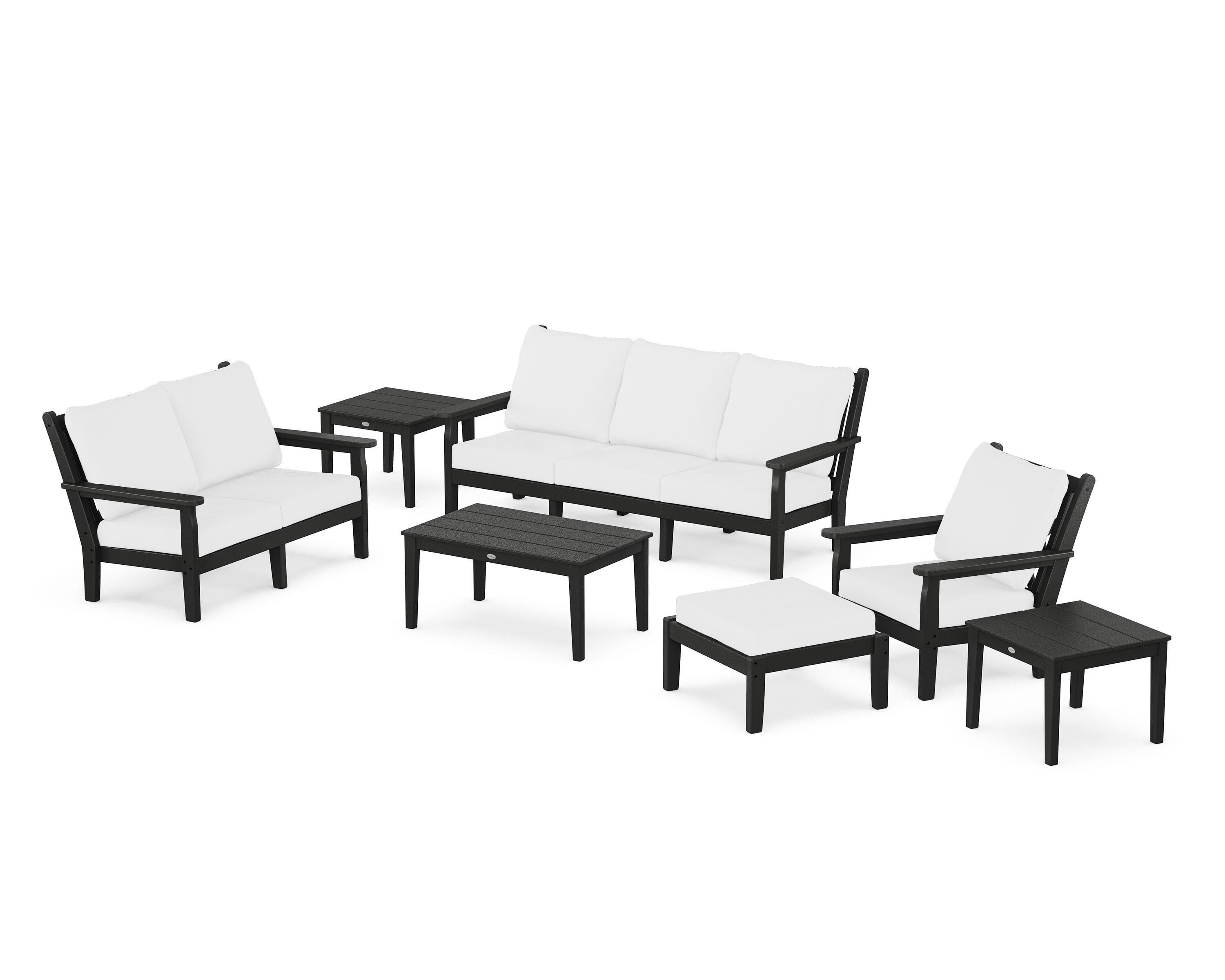 POLYWOOD Chippendale 7-Piece Deep Seating Set in Black / Natural