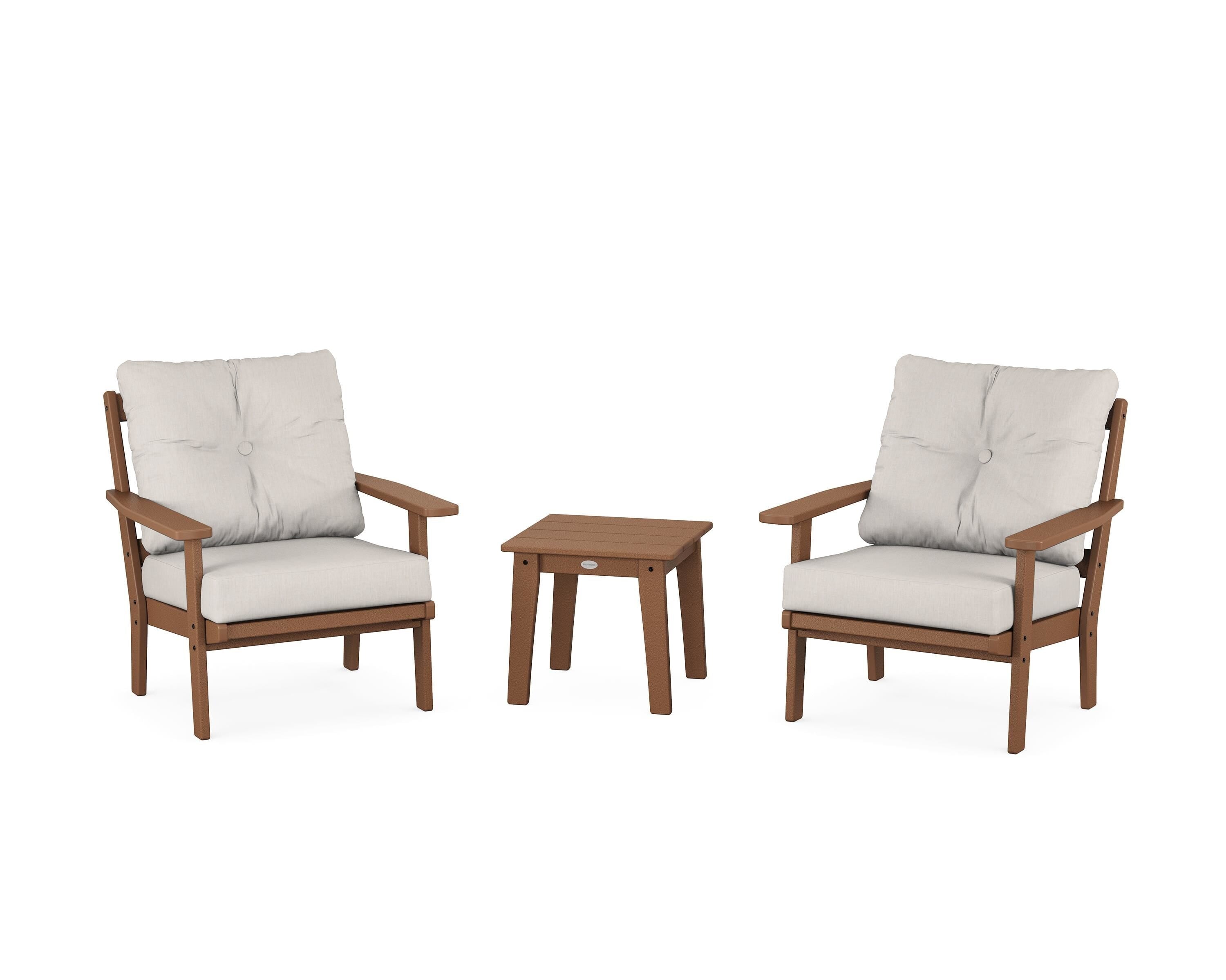 POLYWOOD Prairie 3-Piece Deep Seating Set in Teak / Cast Ash