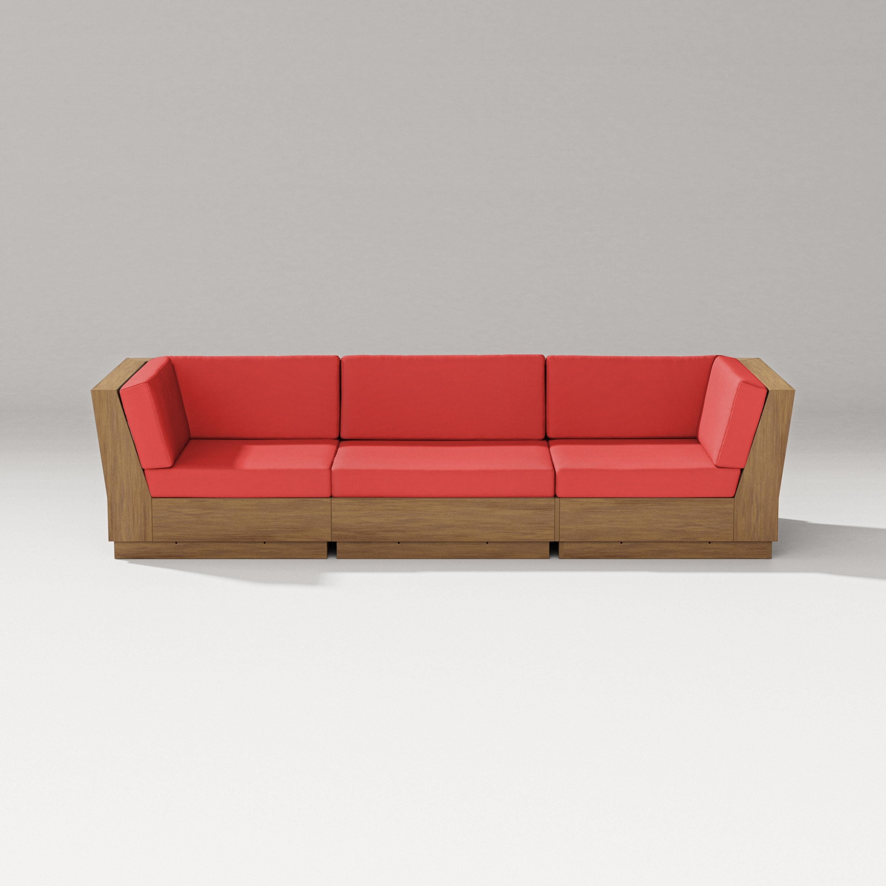 PW Designer Series Elevate Sofa Sectional in Natural / Crimson Linen