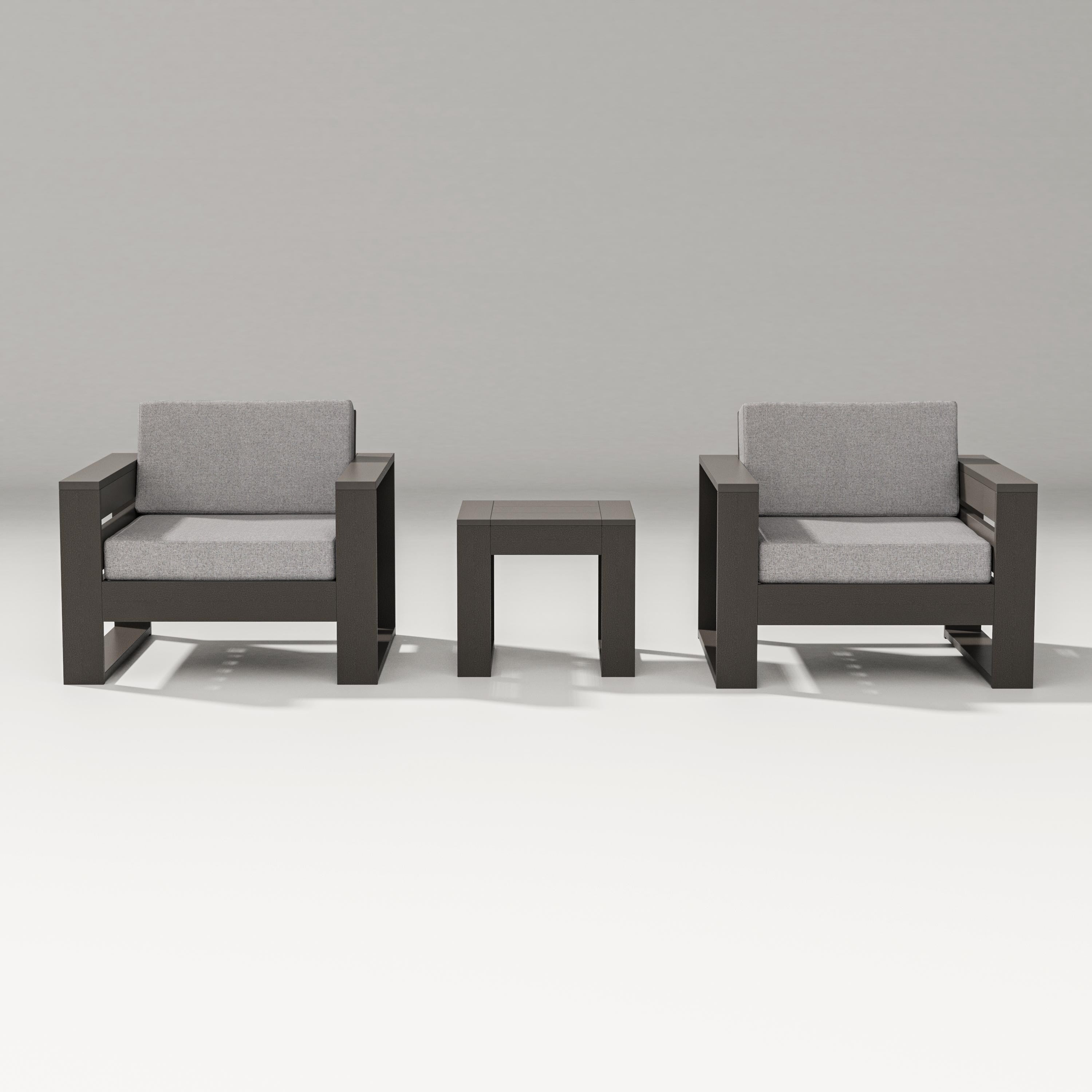 PW Designer Series Latitude 3-Piece Lounge Chair Set in Vintage Coffee / Grey Mist