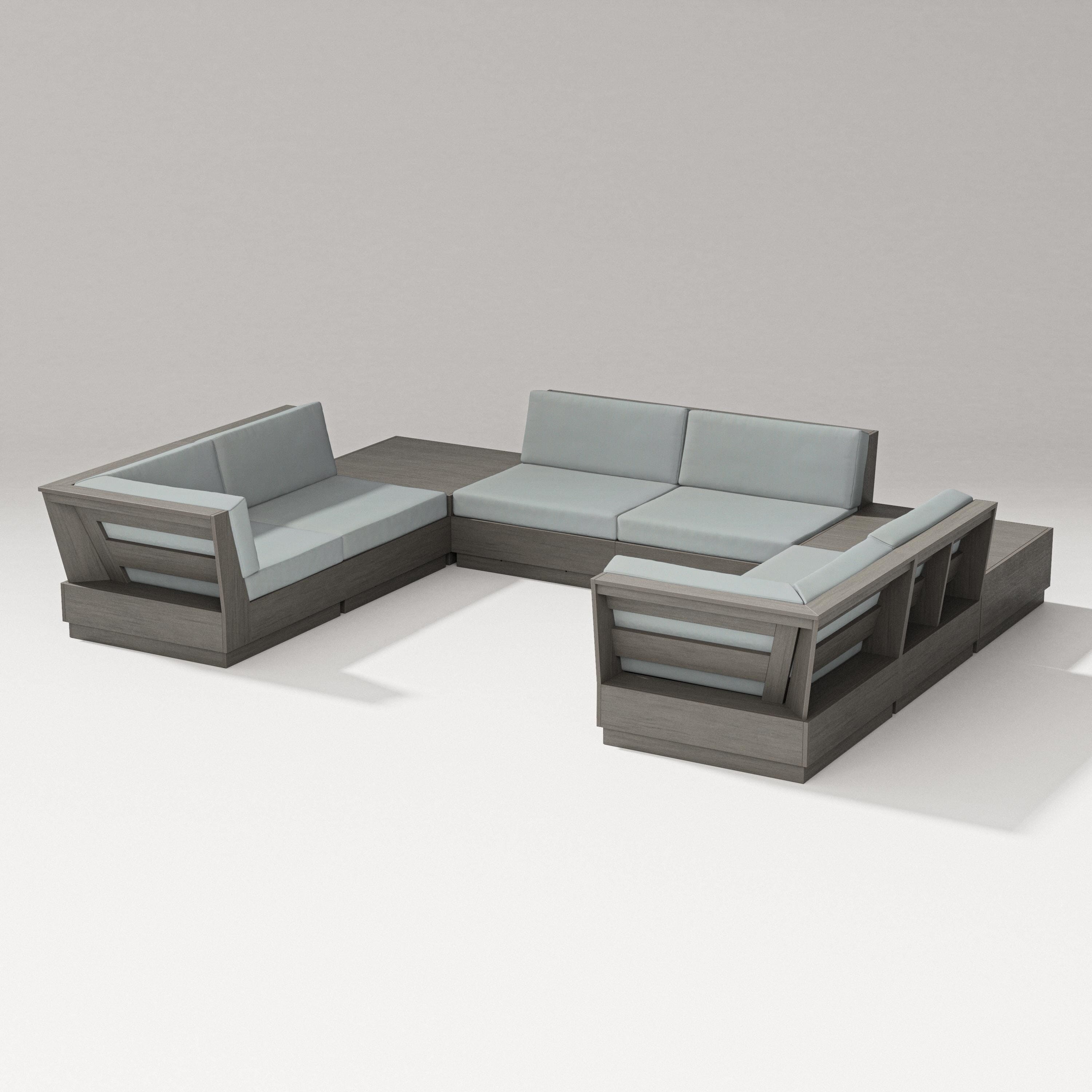 PW Designer Series Elevate 8-Piece U-Shaped Sectional in Driftwood / Spa