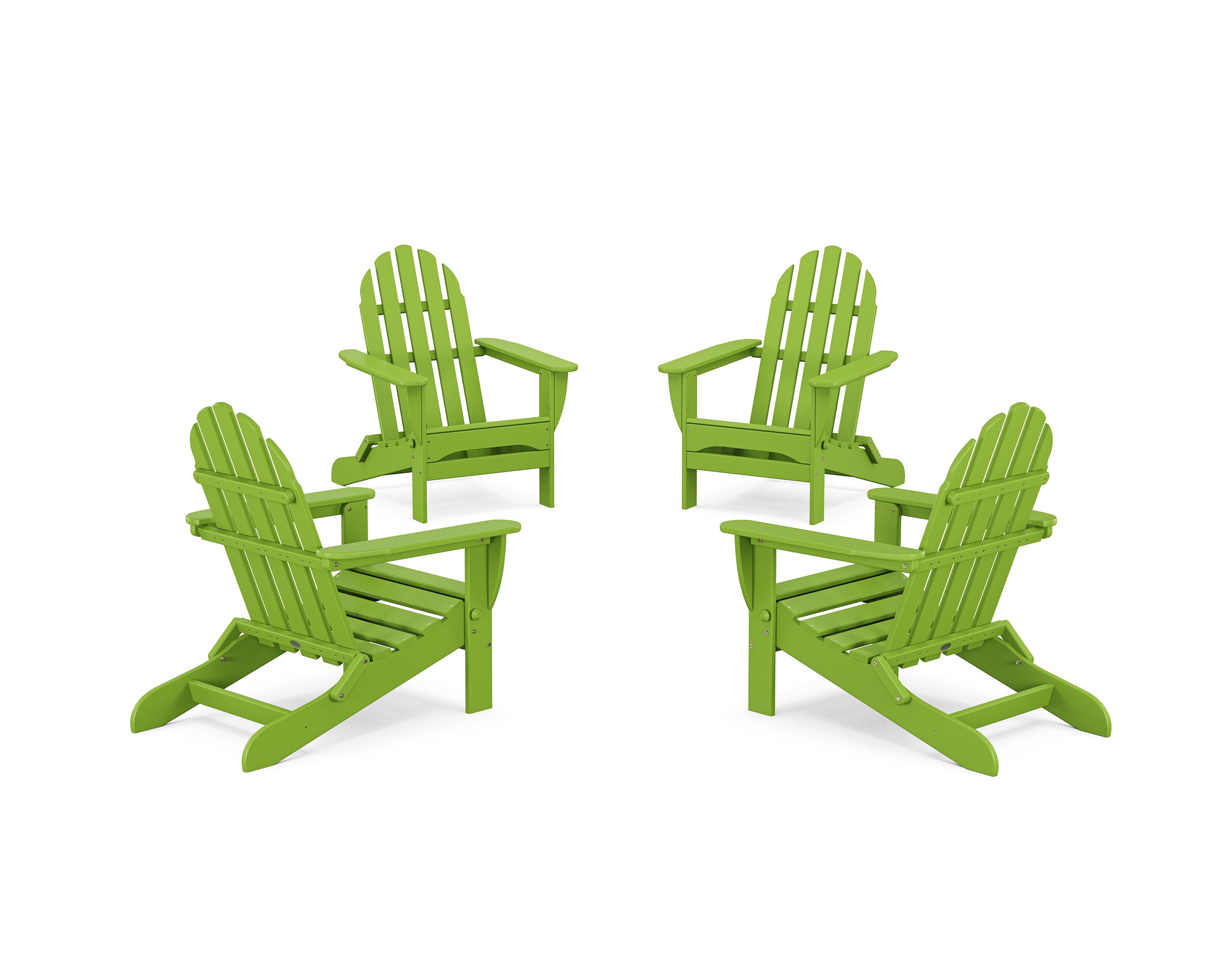 POLYWOOD® 4-Piece Classic Folding Adirondack Conversation Set in Lime