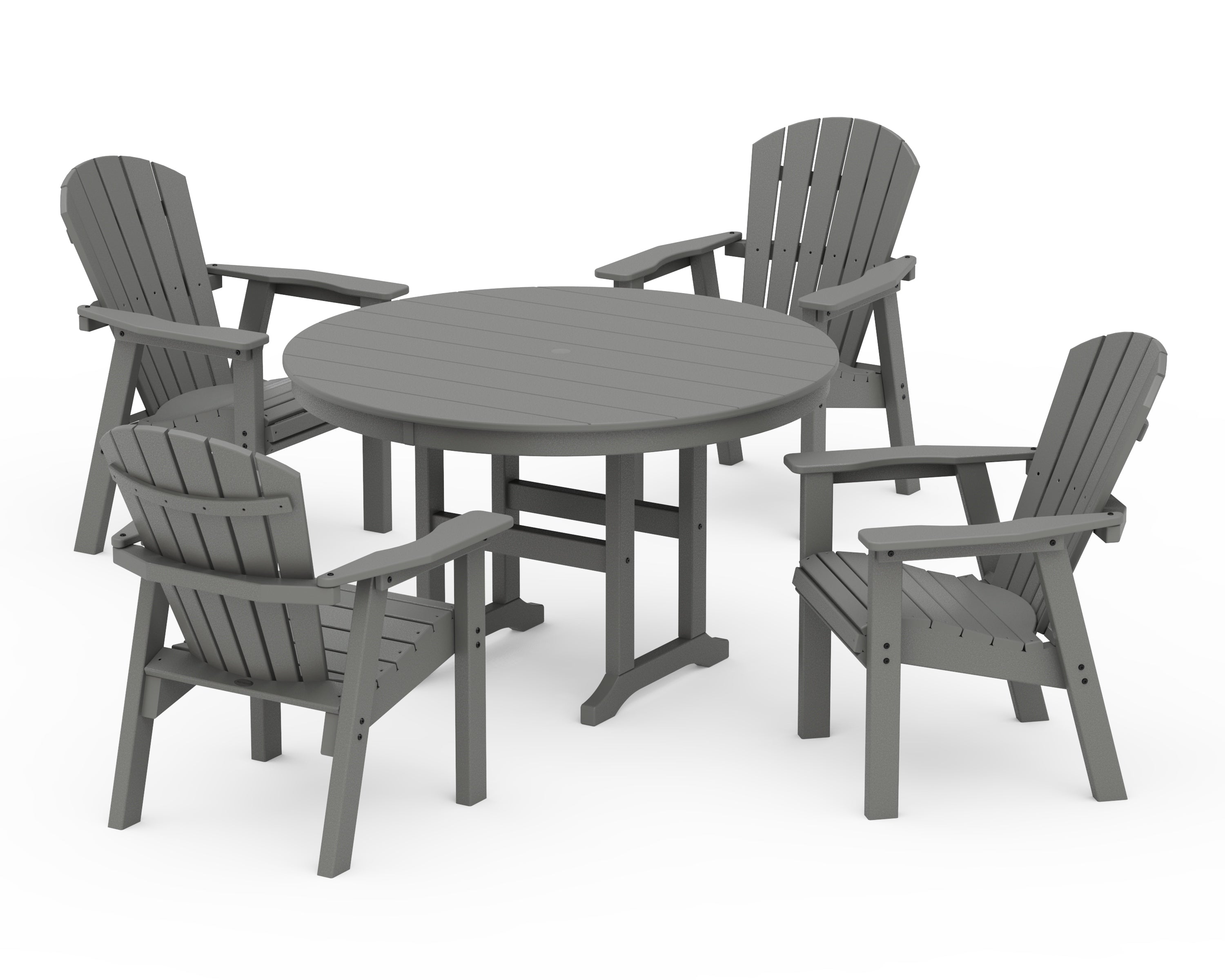 POLYWOOD Seashell 5-Piece Round Farmhouse Dining Set in Slate Grey
