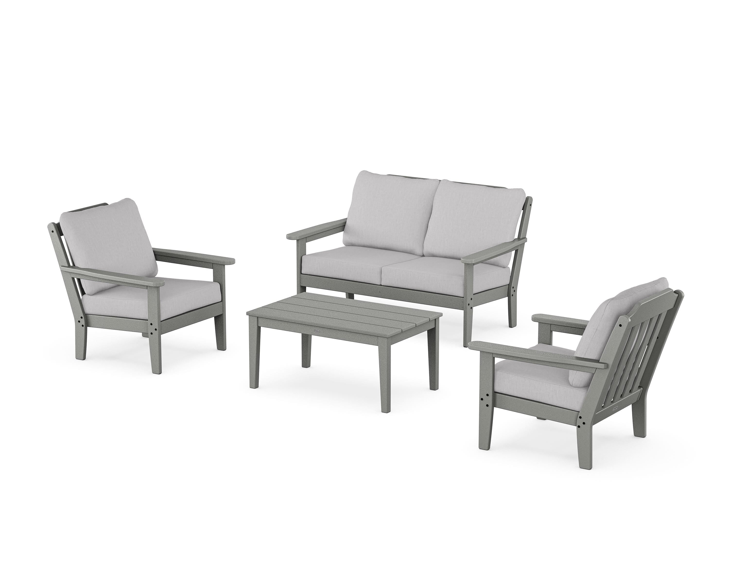 Country Living Cottage 4-Piece Deep Seating Set with Loveseat in Slate Grey / Granite