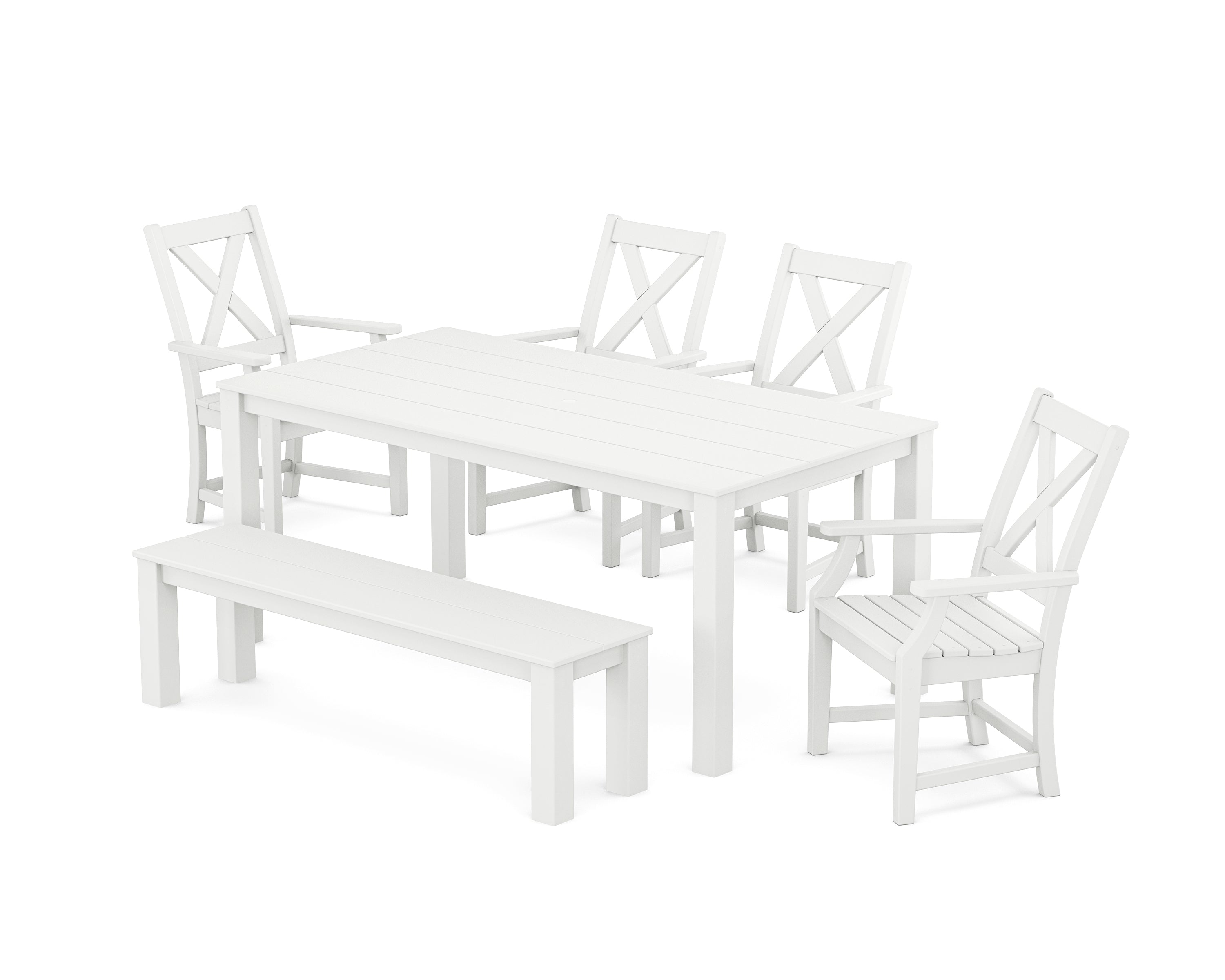 POLYWOOD® Braxton 6-Piece Parsons Dining Set with Bench in White