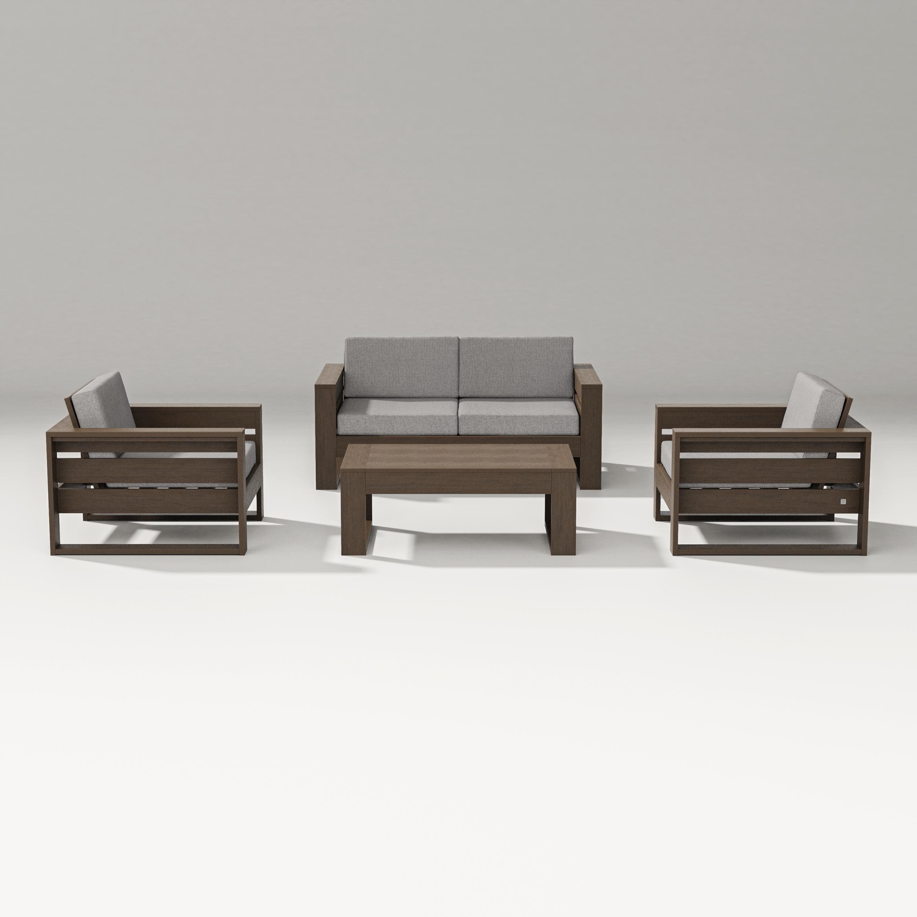 PW Designer Series Latitude 4-Piece Lounge Loveseat Set in Kona / Grey Mist