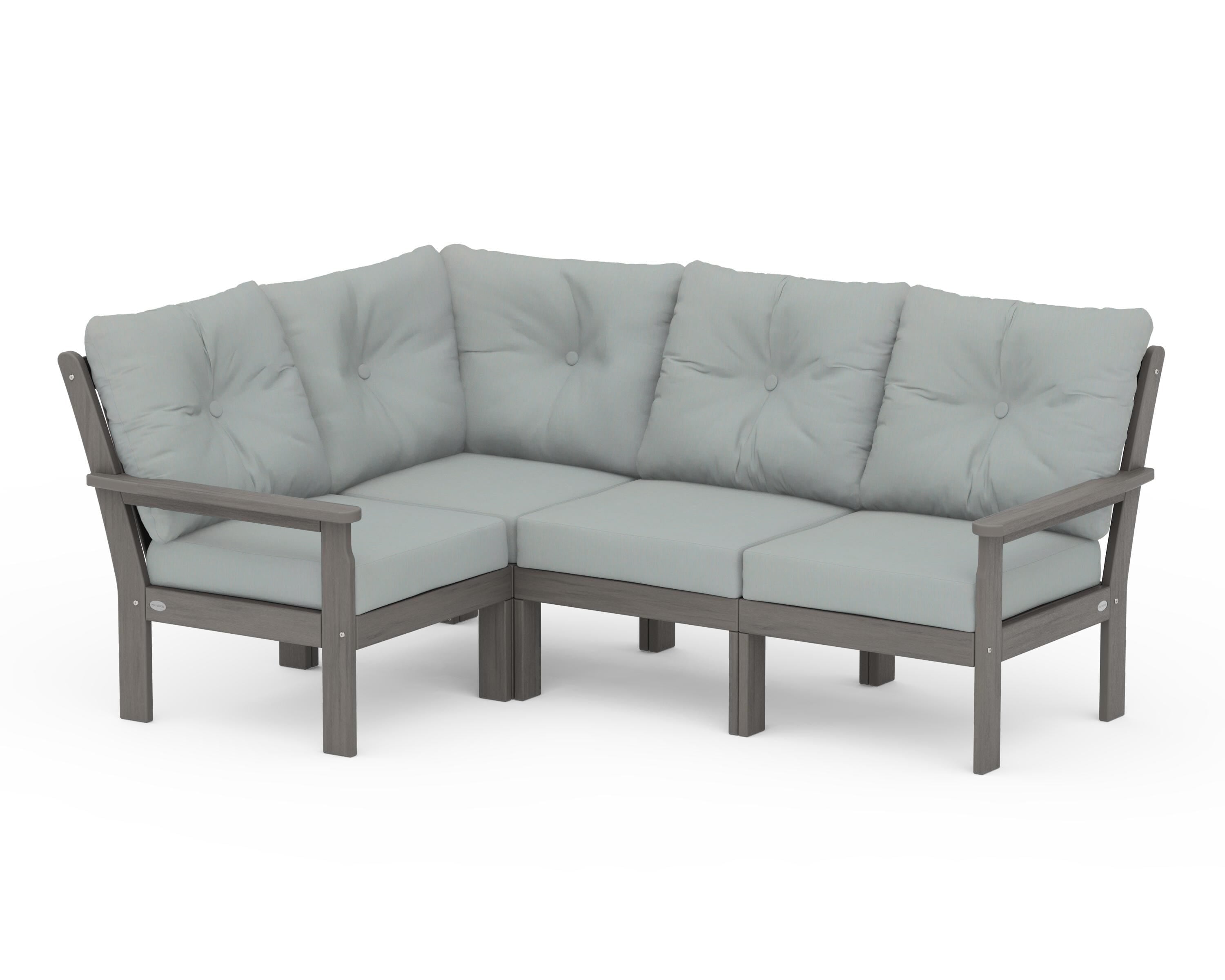 POLYWOOD Vineyard 4-Piece Sectional in Driftwood / Spa