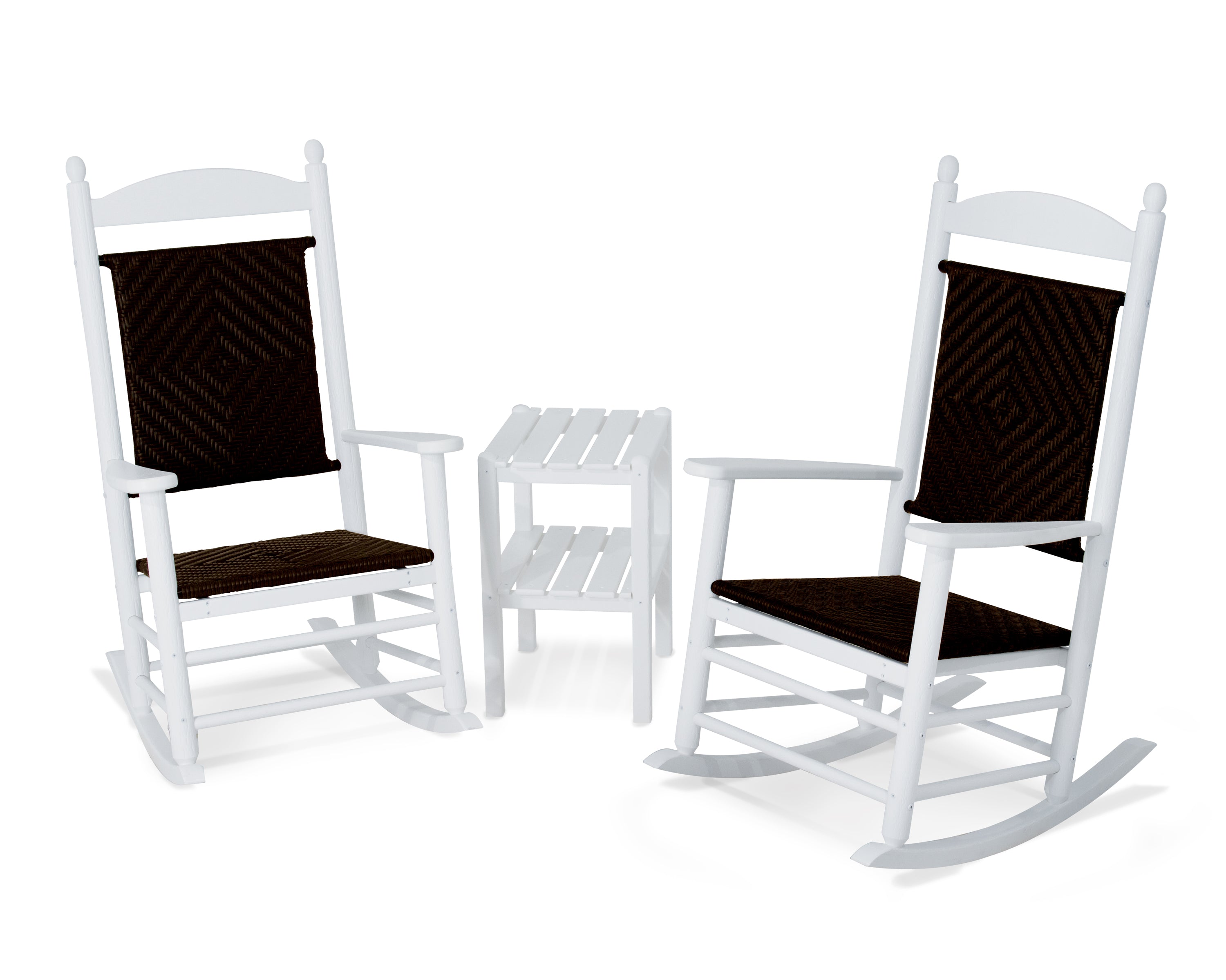 POLYWOOD® Jefferson 3-Piece Woven Rocker Set in White / Cahaba