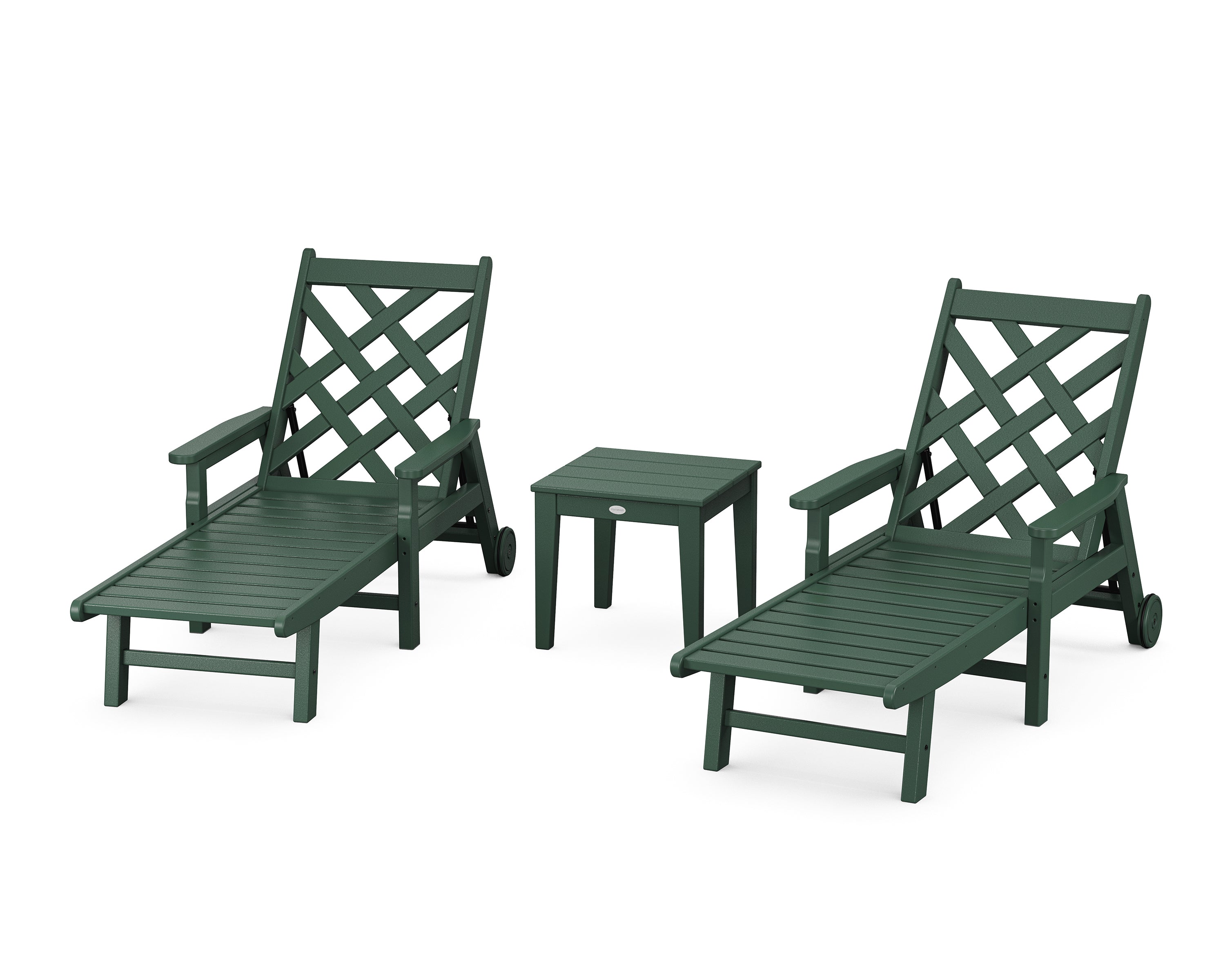 Country Living Wovendale 3-Piece Chaise Set with Arms and Wheels in Green