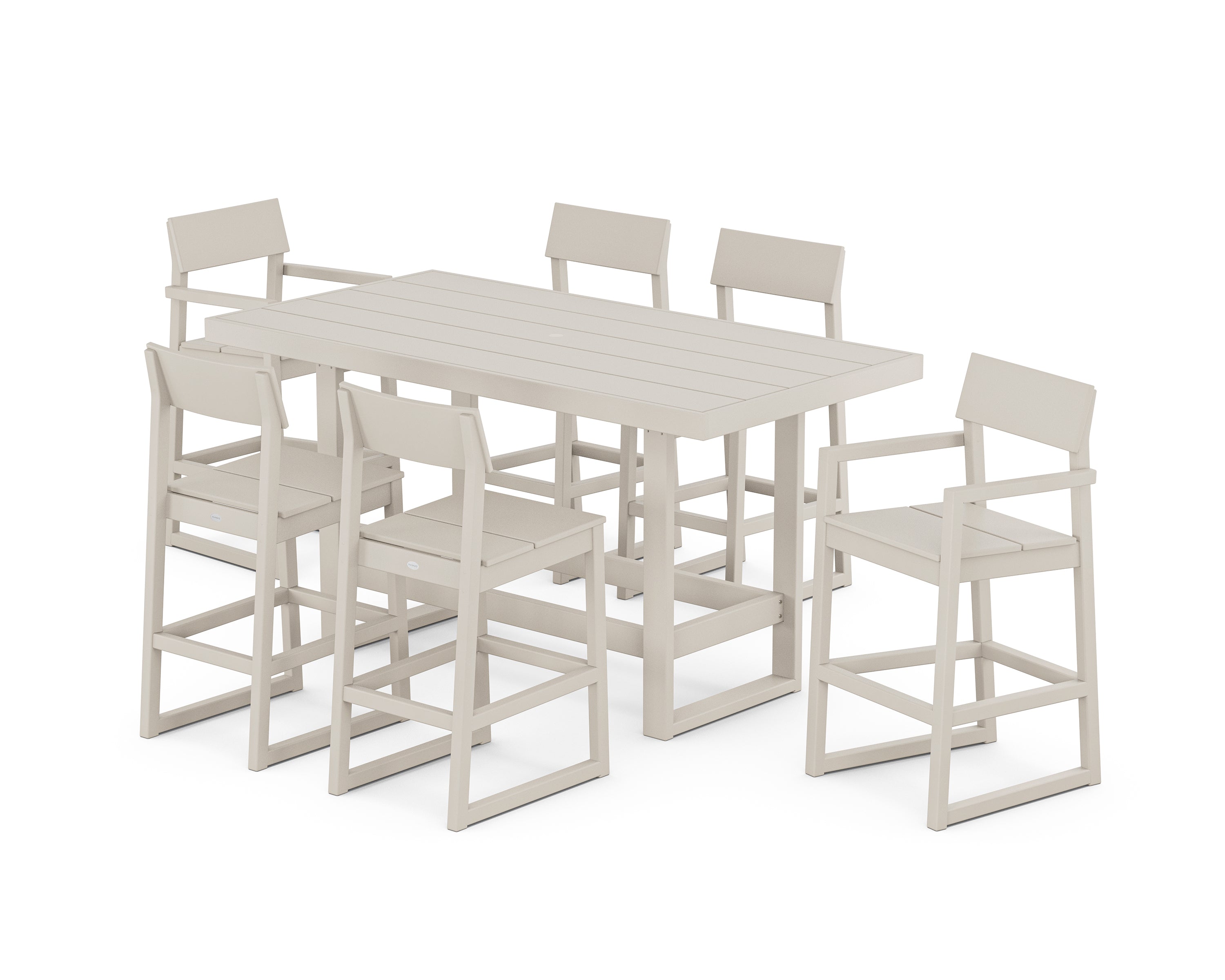 POLYWOOD® EDGE 7-Piece Bar Table Set in Sand