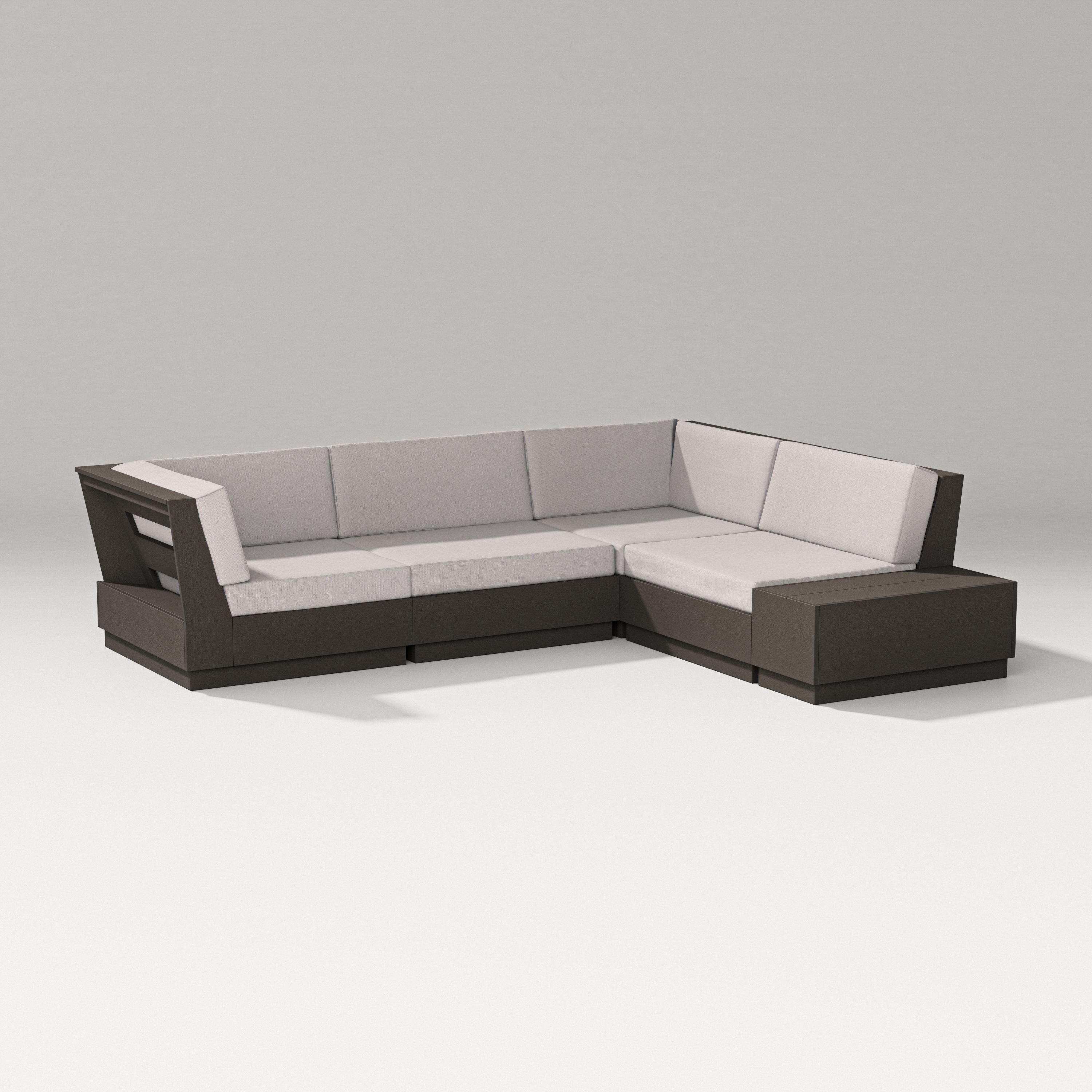 PW Designer Series Elevate Corner Sectional in Vintage Coffee / Dune Burlap