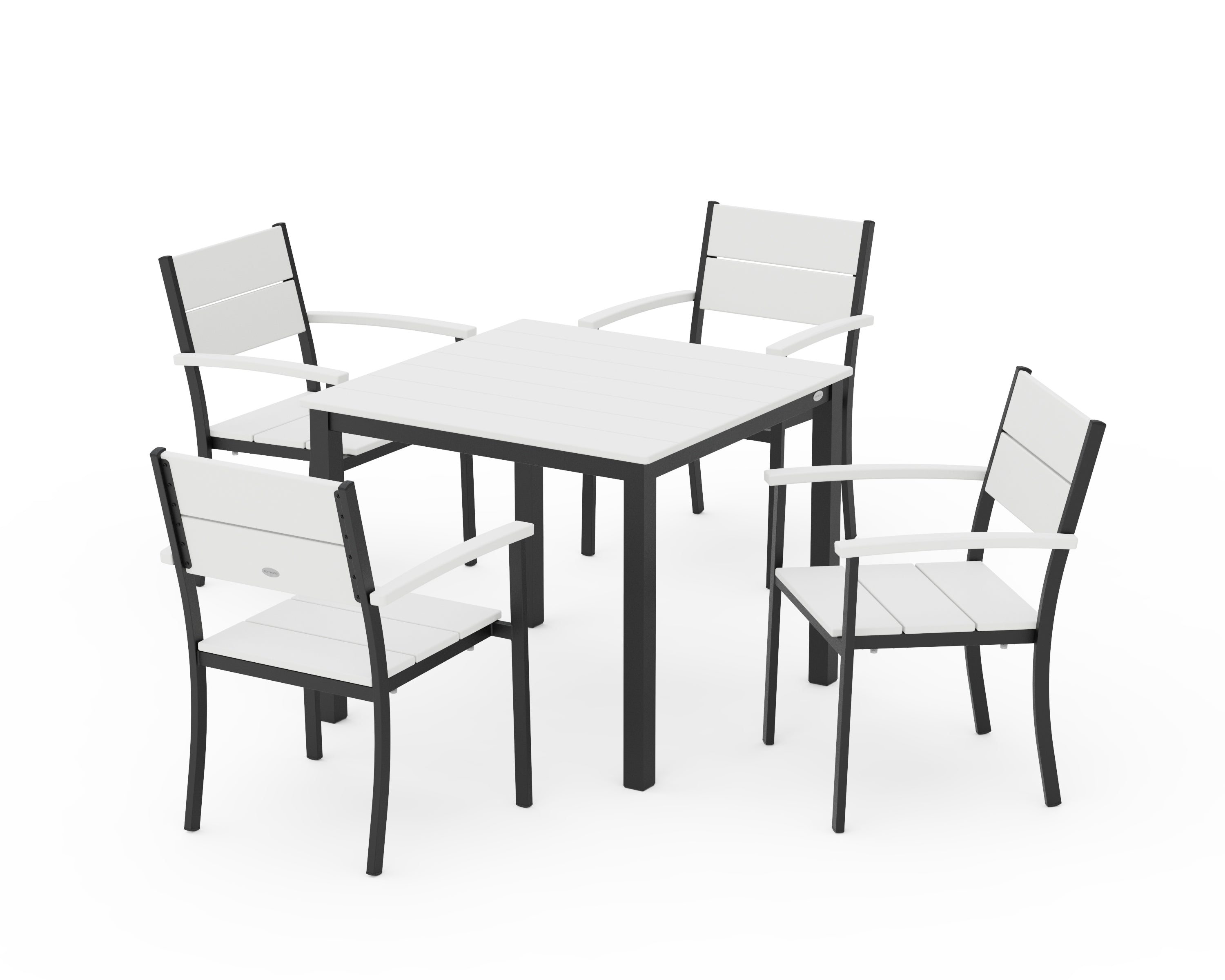 POLYWOOD Main Street 5-Piece Dining Set in Black / White