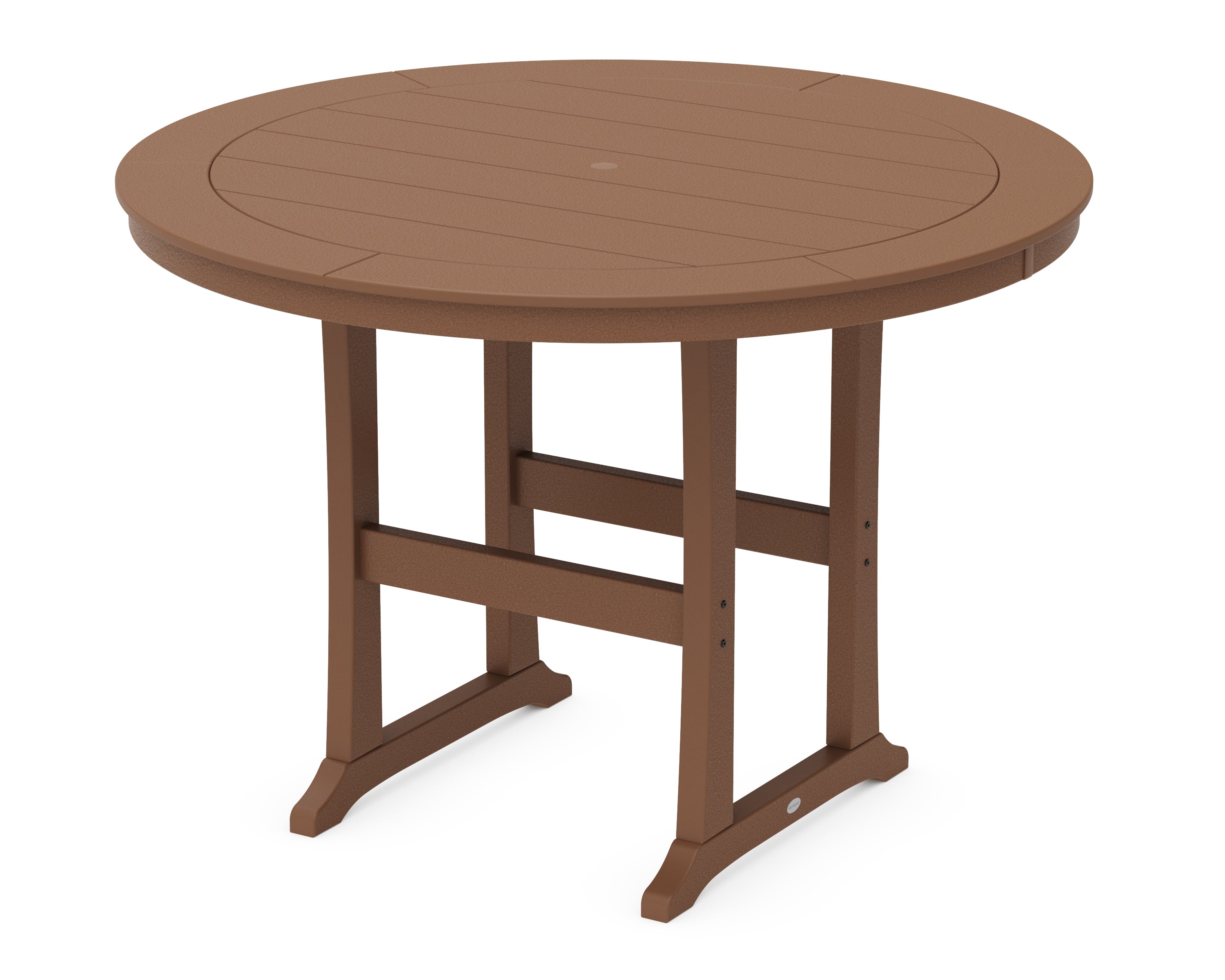 POLYWOOD Nautical Trestle 60” Round Bar Table in Teak