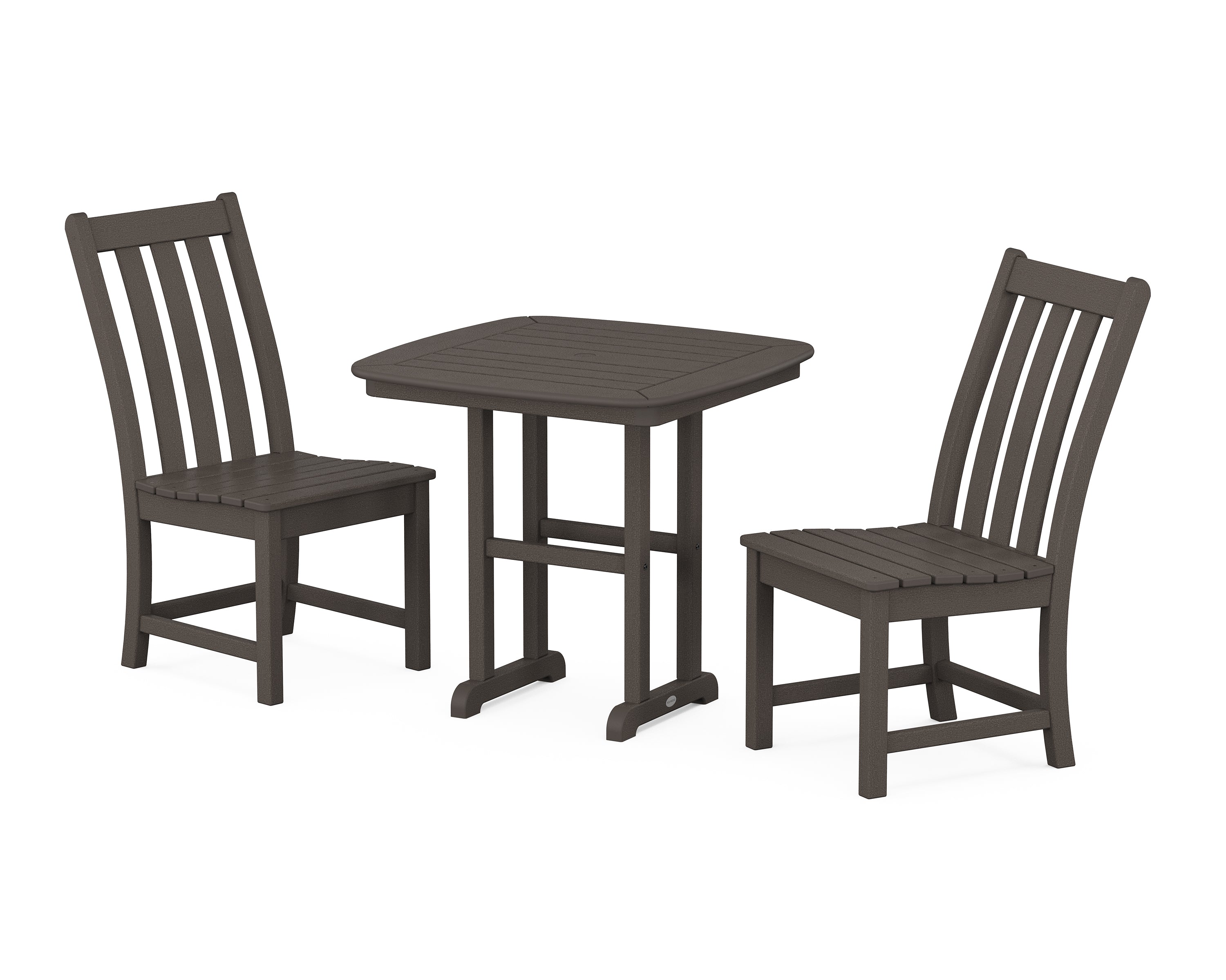 POLYWOOD® Vineyard Side Chair 3-Piece Dining Set in Vintage Coffee