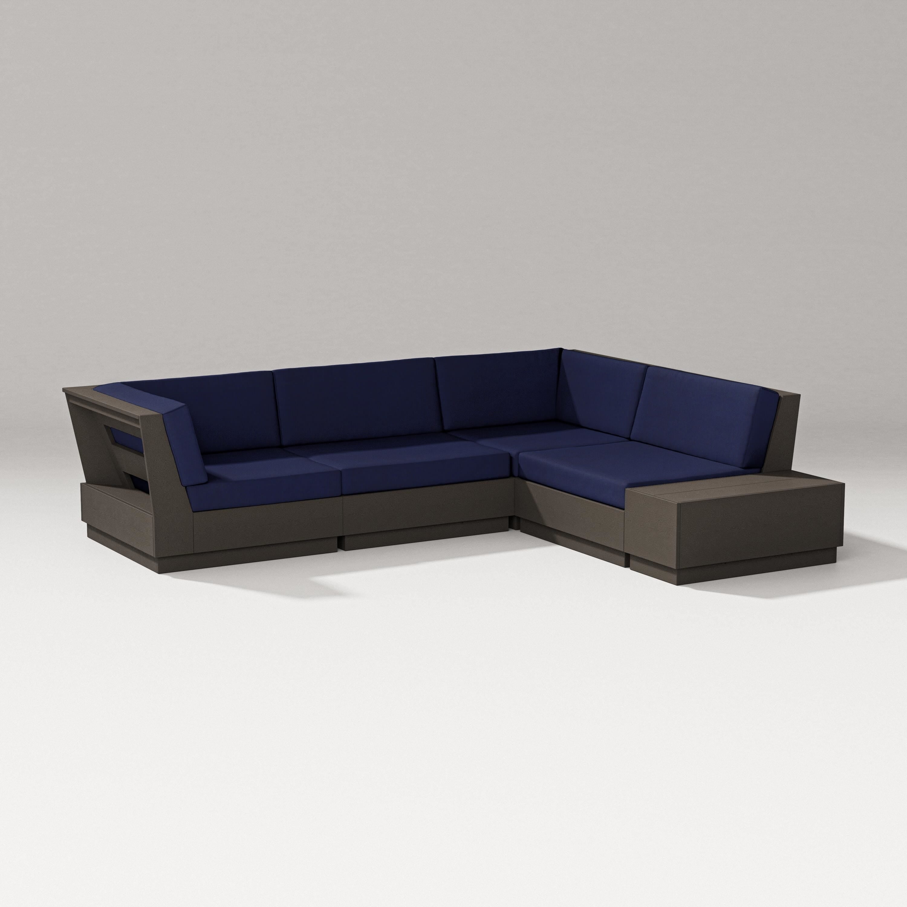 PW Designer Series Elevate Corner Sectional in Vintage Coffee / Navy