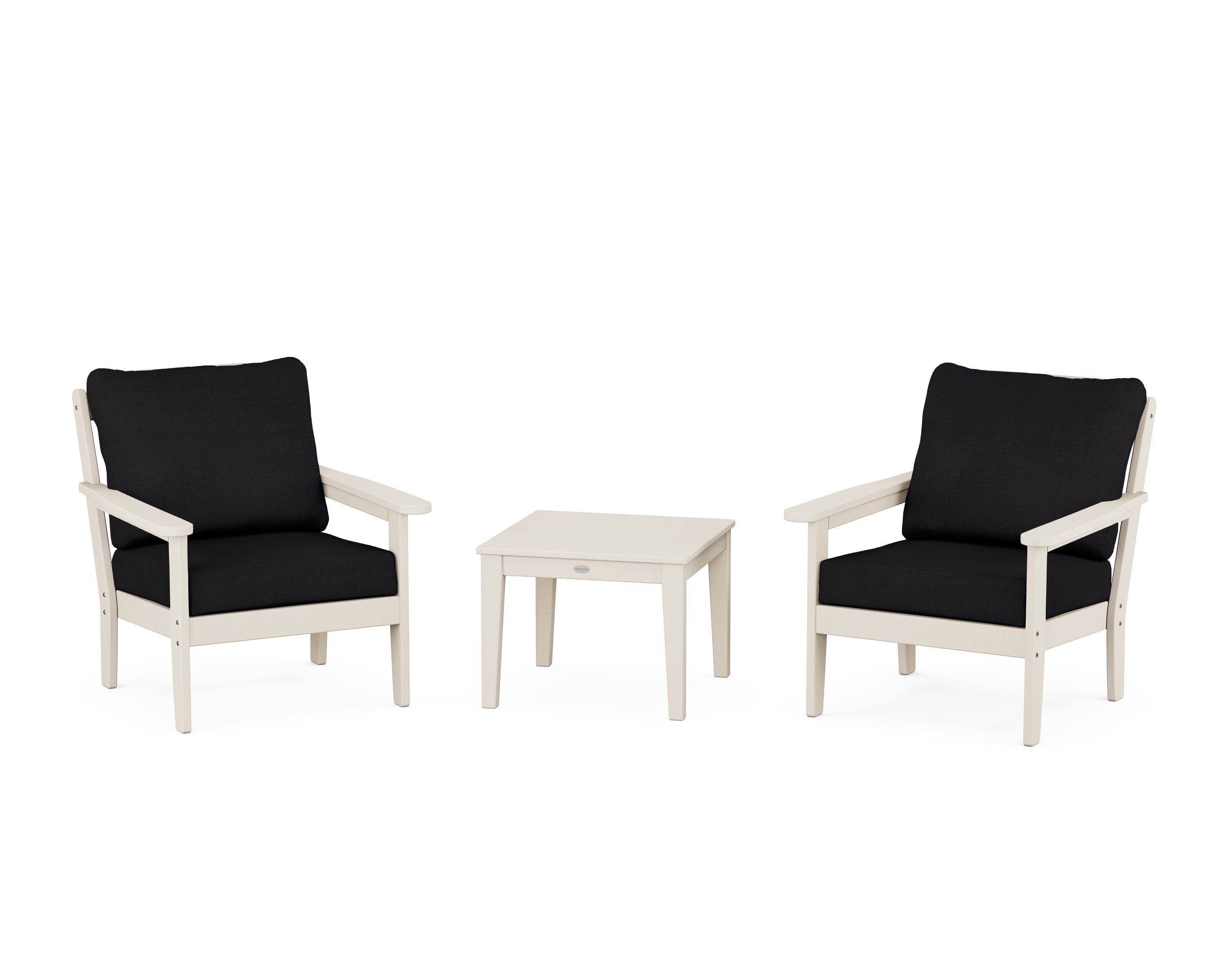 Country Living Cottage 3-Piece Deep Seating Set in Sand / Midnight Linen