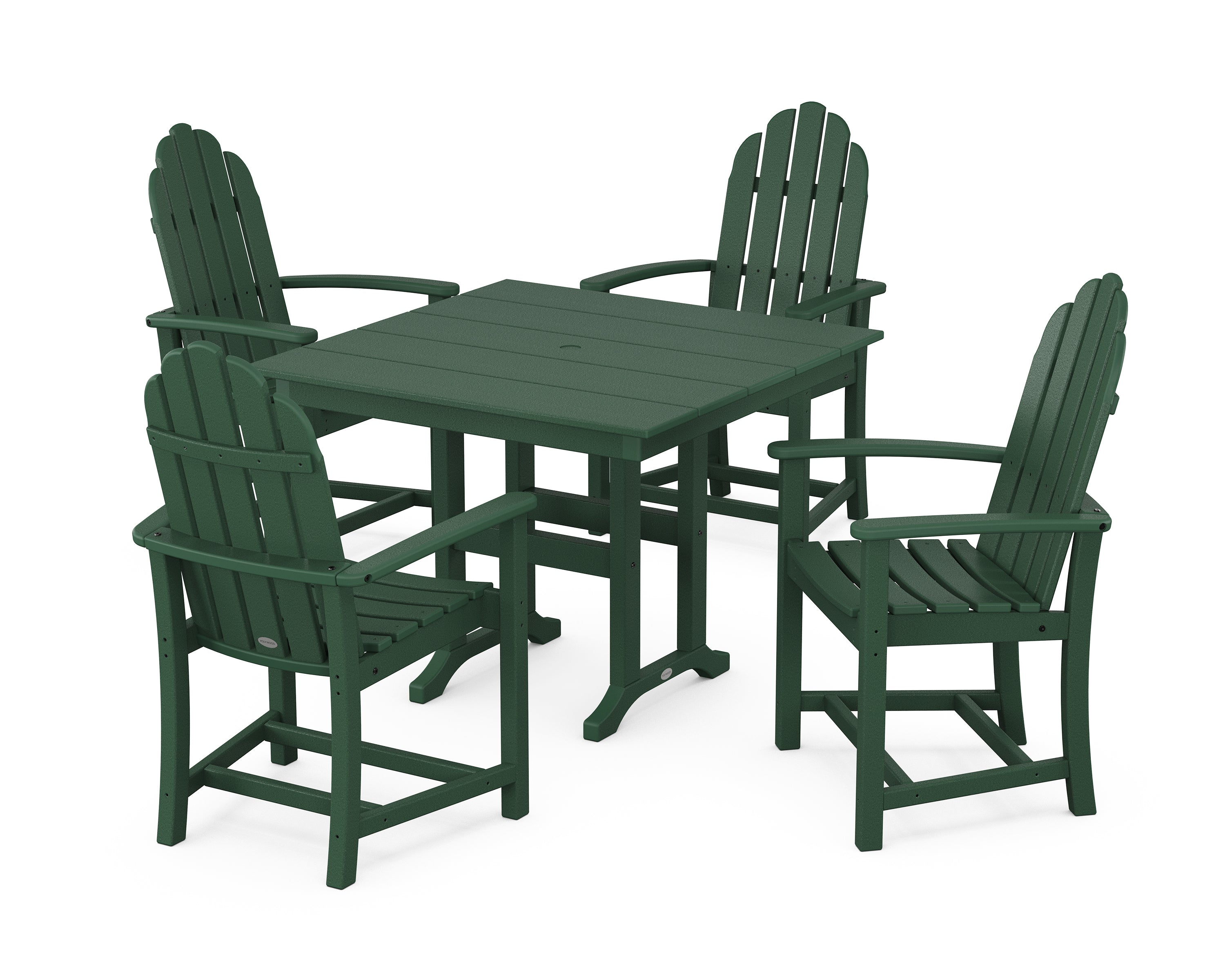 POLYWOOD® Classic Adirondack 5-Piece Farmhouse Dining Set in Green