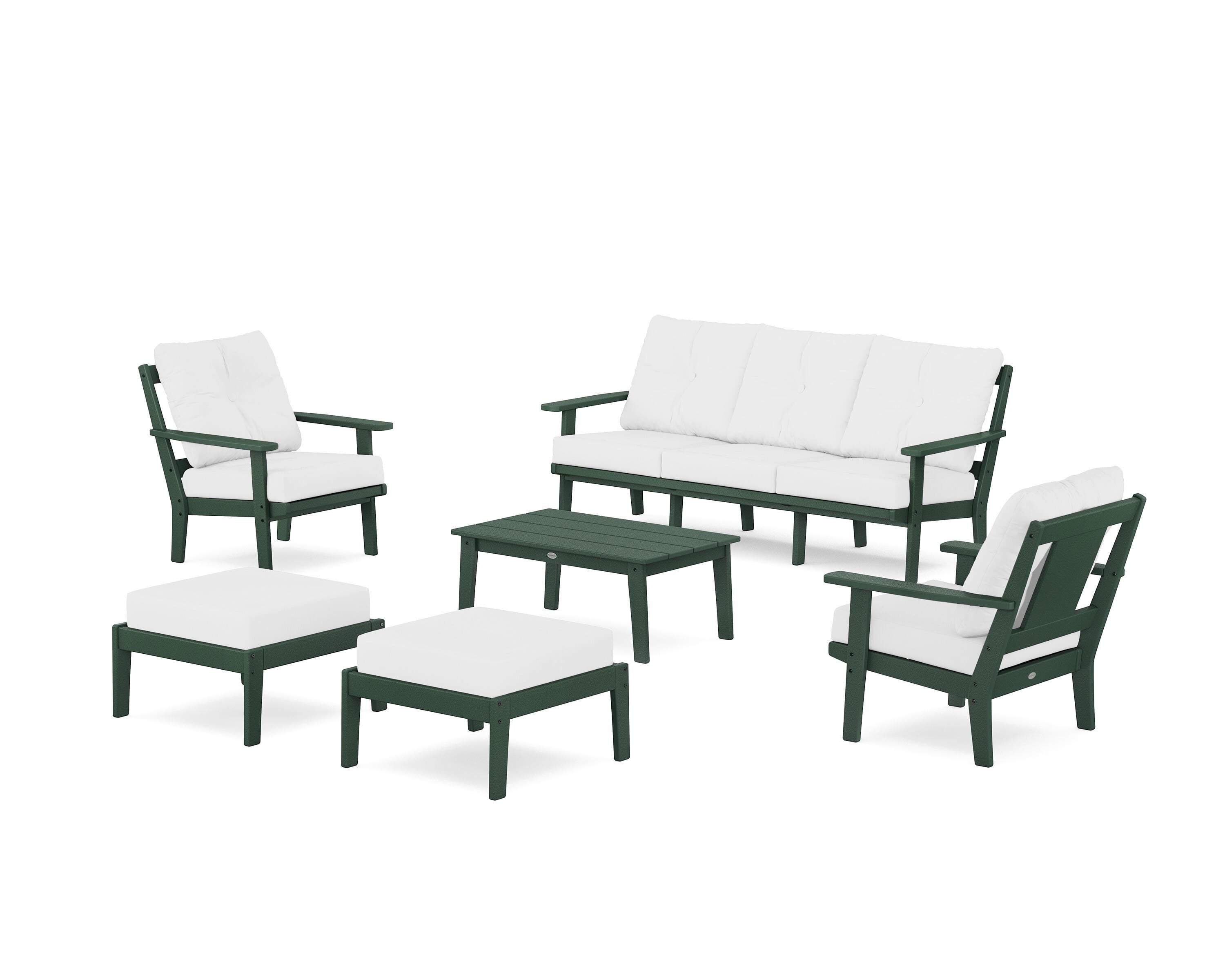 POLYWOOD Prairie 6-Piece Lounge Sofa Set in Green / Natural