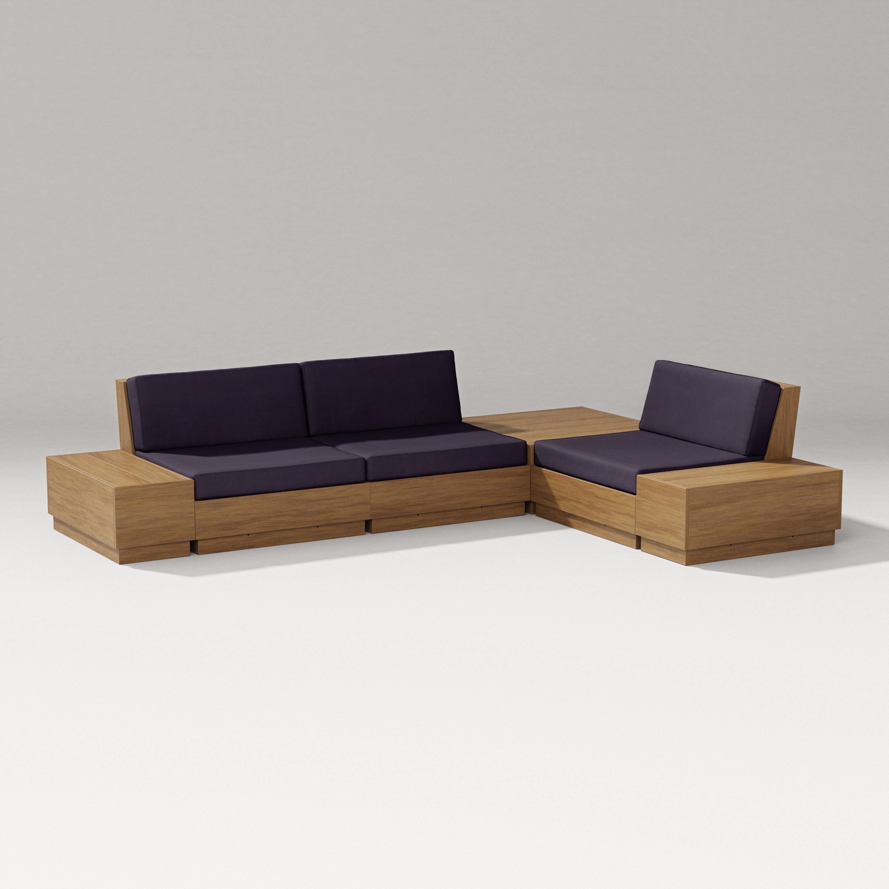 PW Designer Series Elevate 6-Piece Corner Sectional in Natural / Navy Linen