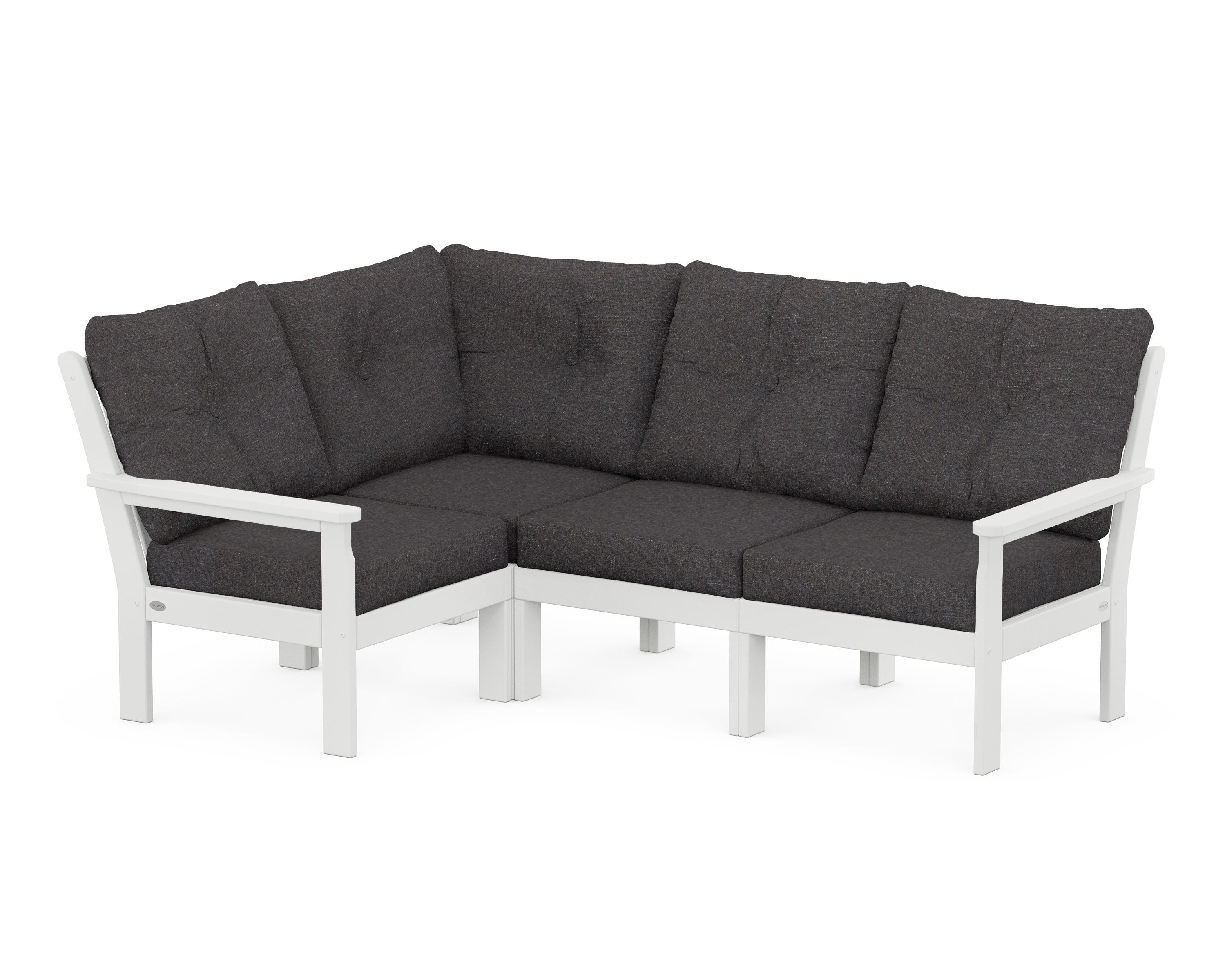 POLYWOOD Vineyard 4-Piece Sectional in White / Ash Charcoal