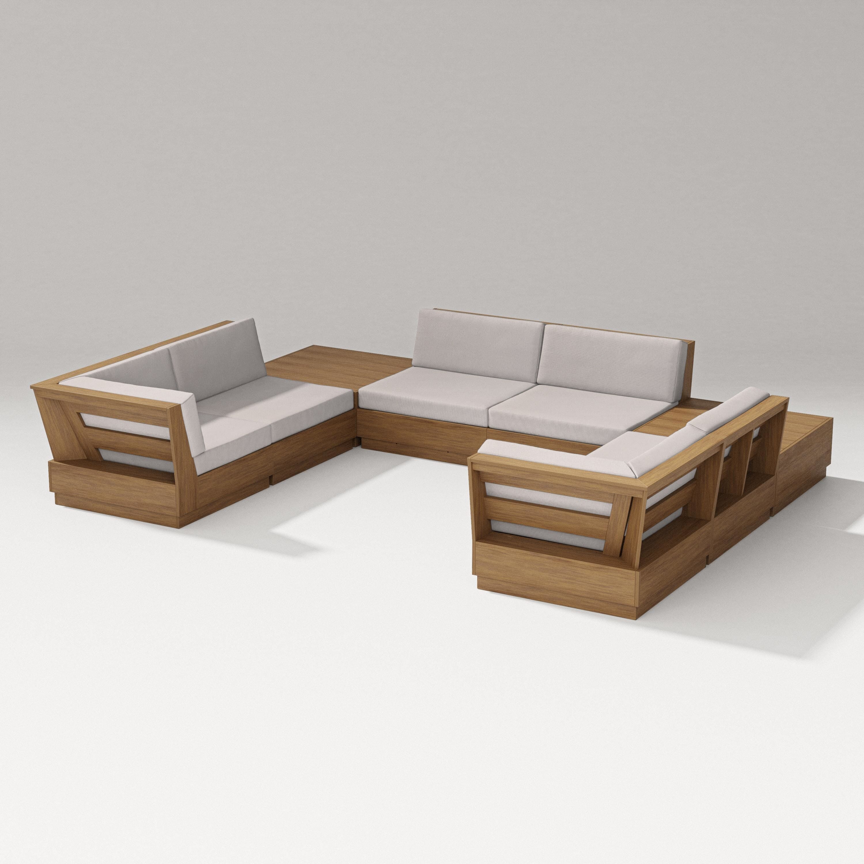 PW Designer Series Elevate 8-Piece U-Shaped Sectional in Natural / Dune Burlap